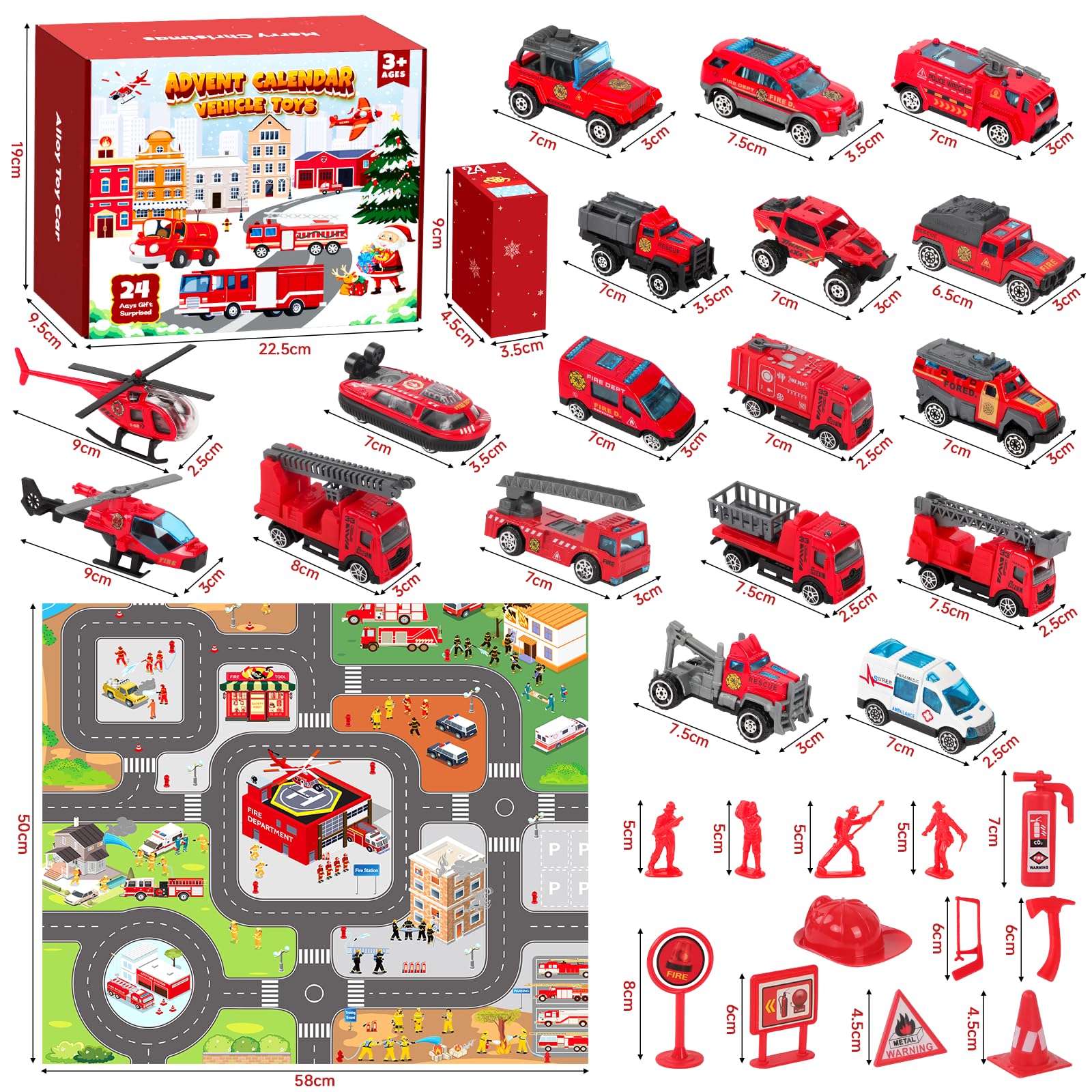 Calendario Dell'Avvento Per Bambini Con 24 Auto Da Corsa In Metallo + 2 Rampiche – Gara Automobilistica, Regalo Natale 3-12 Anni