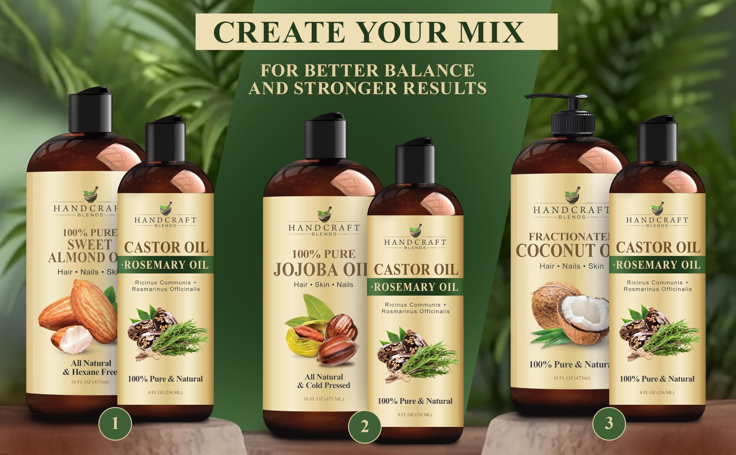 Castor Oil with Rosemary Oil for Hair Growth, Eyelashes, Eyebrows - 100% czysty i naturalny olejek nośny do włosów, olejek do masażu nawilżającego do aromaterapii, 8 fl. Oz