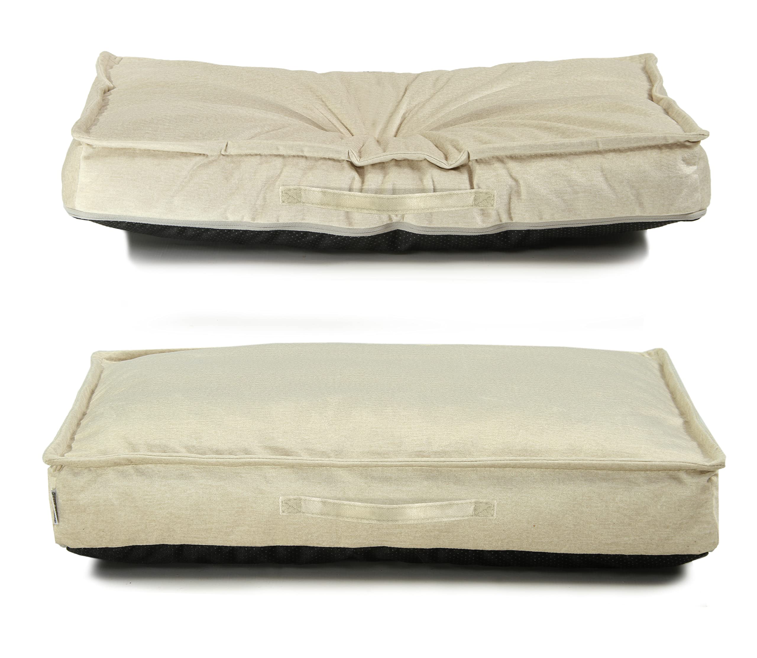 Sesto Senso Cama para Perros Premium Funda Rectangular Desenfundable Forma Viscoelástica M 70x50 Beige Crudo Marfil