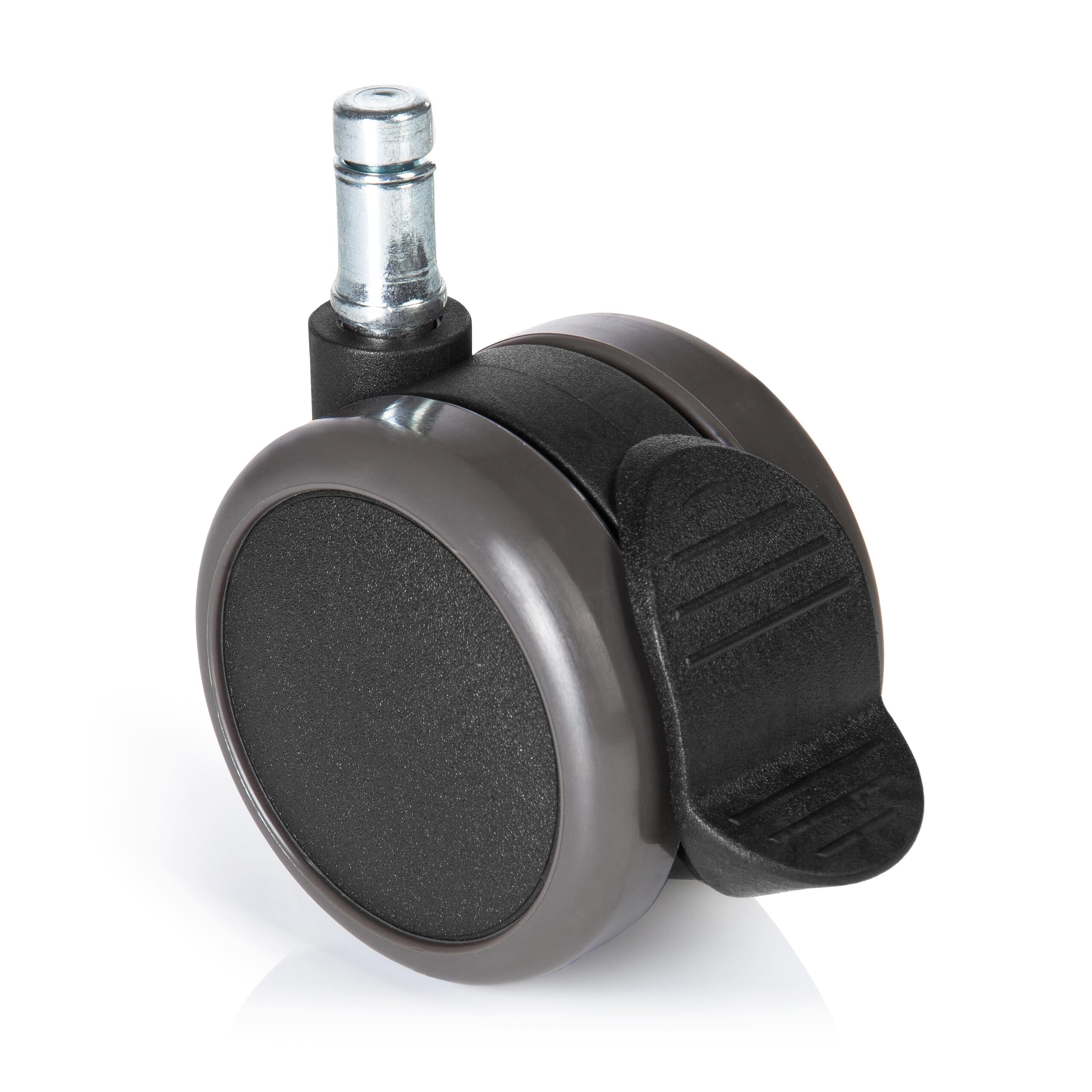 hjh OFFICE 619033 ruedas para suelo duro ROLO STOP 11mm/65mm con freno de estacionamiento, borde de goma, para laminado, paquet, baldosas, protección del suelo, ruedan bien