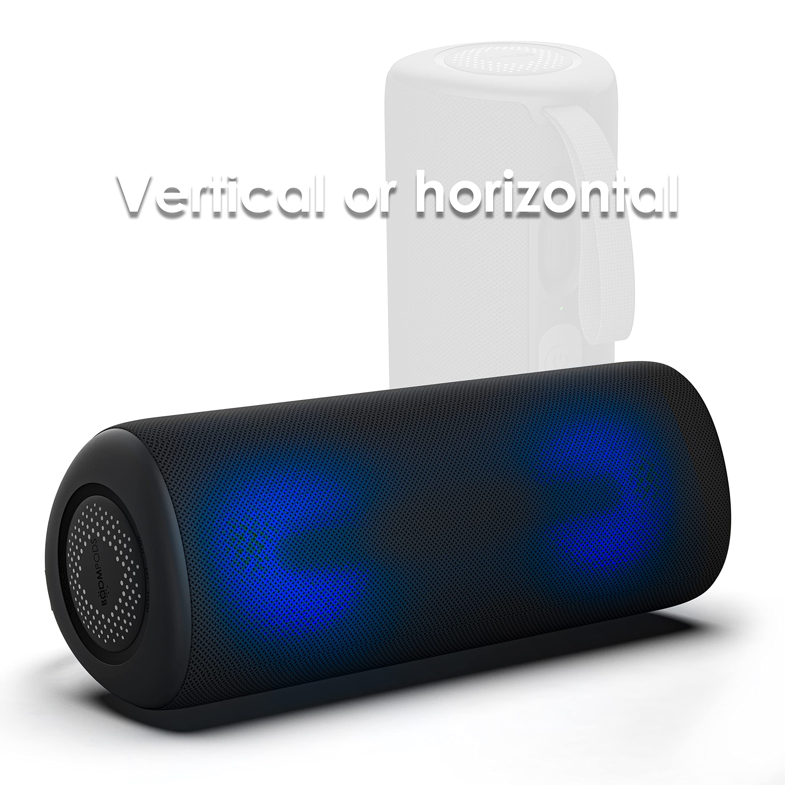 Boompods Rhythm 24 Cassa Bluetooth Portatile - Cassa Musica Waterproof IPX5 con Luci LED, 10 Modalità di Illuminazione, Altoparlante Potente per Feste, Doccia e Viaggi, Nero