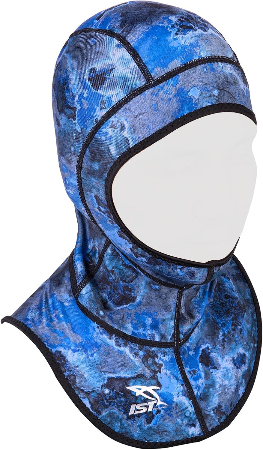 IST Spandex Diving Hood, Wetsuit Cap with Bib (Blue Marble, X-Small)
