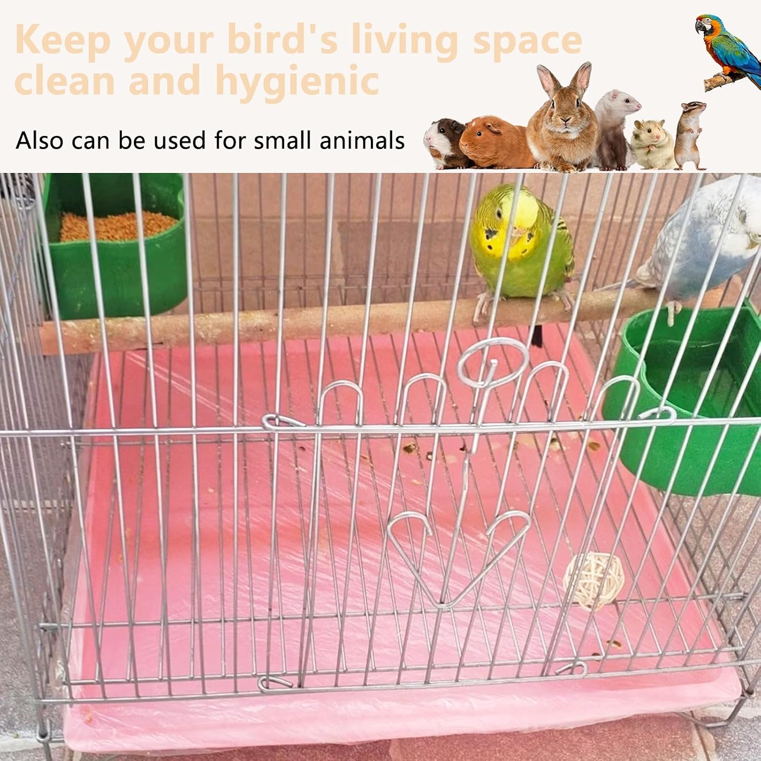 Disposable Bird Cage Liners, Clear Plastic 50 Pcs Birdcage Tray Liner Bags 26" x 18", Bird Cage Accessories Universal Film for Parakeets, Parrots, Finches, Canaries, Cockatiels