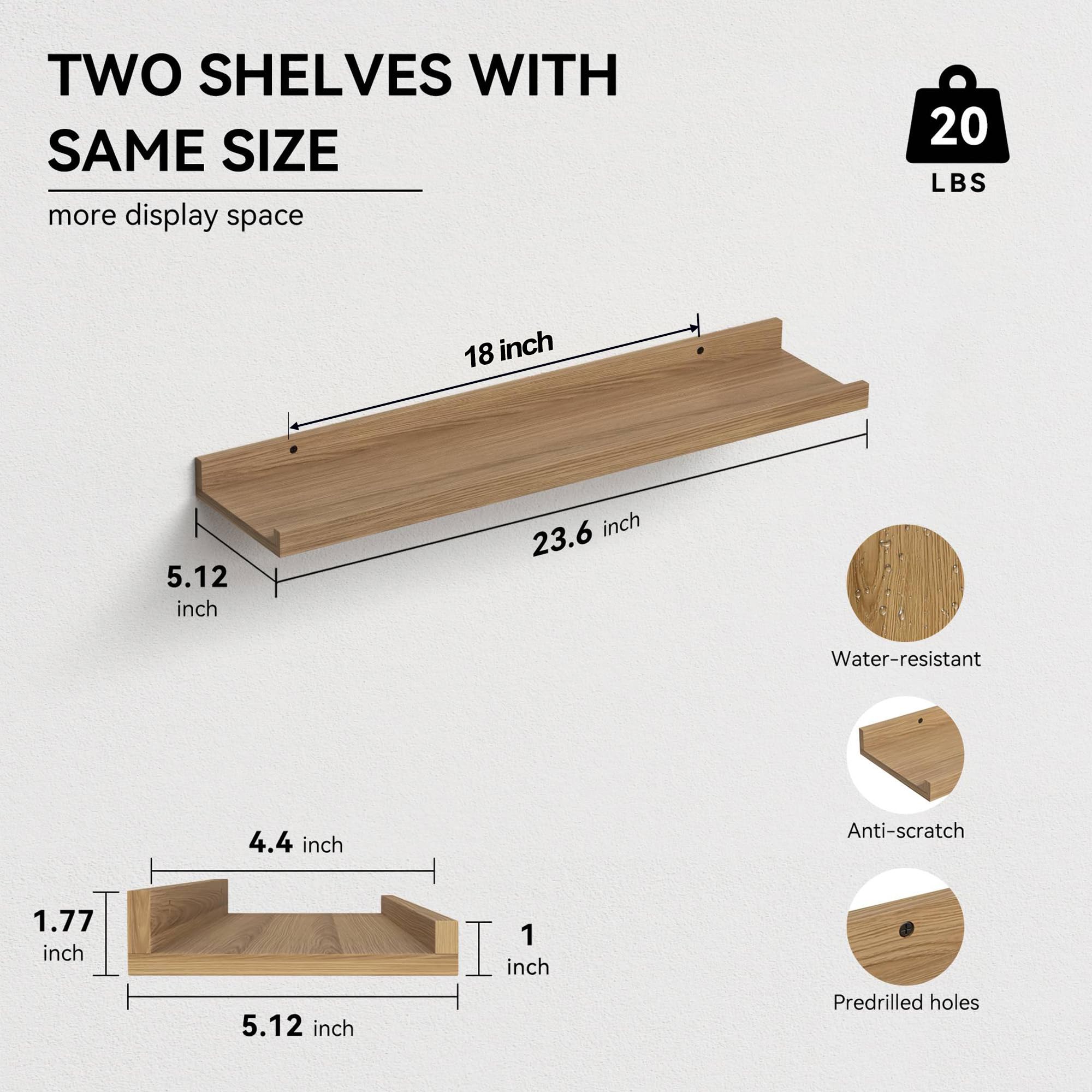 RICHER HOUSE Brown Floating Shelves for Wall Set of 3, 60 CM Wood Floating Shelves Modern for Photo Ledge Display Wall Decor - Image 3