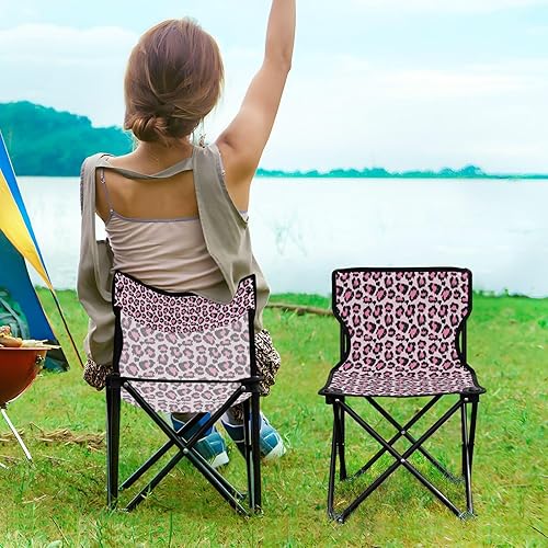 Miniatura 2 de Gredecor Silla de playa plegable, Silla de camping pequeña, Silla de campamento ligera, Silla de camping al aire libre, Color rosa piel de leopardo