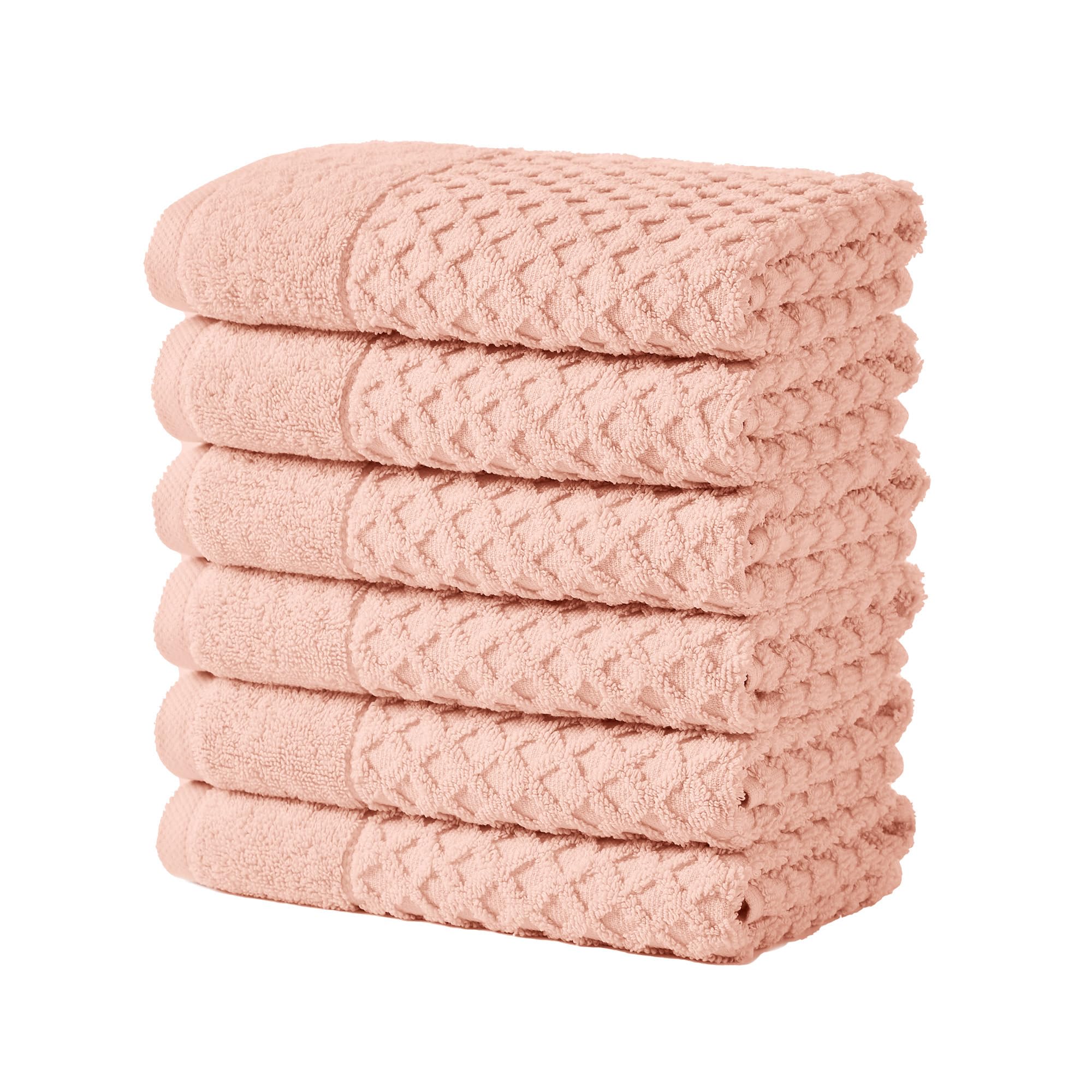 Essuie-mains en coton rose poudré lot de 6 serviettes diamant