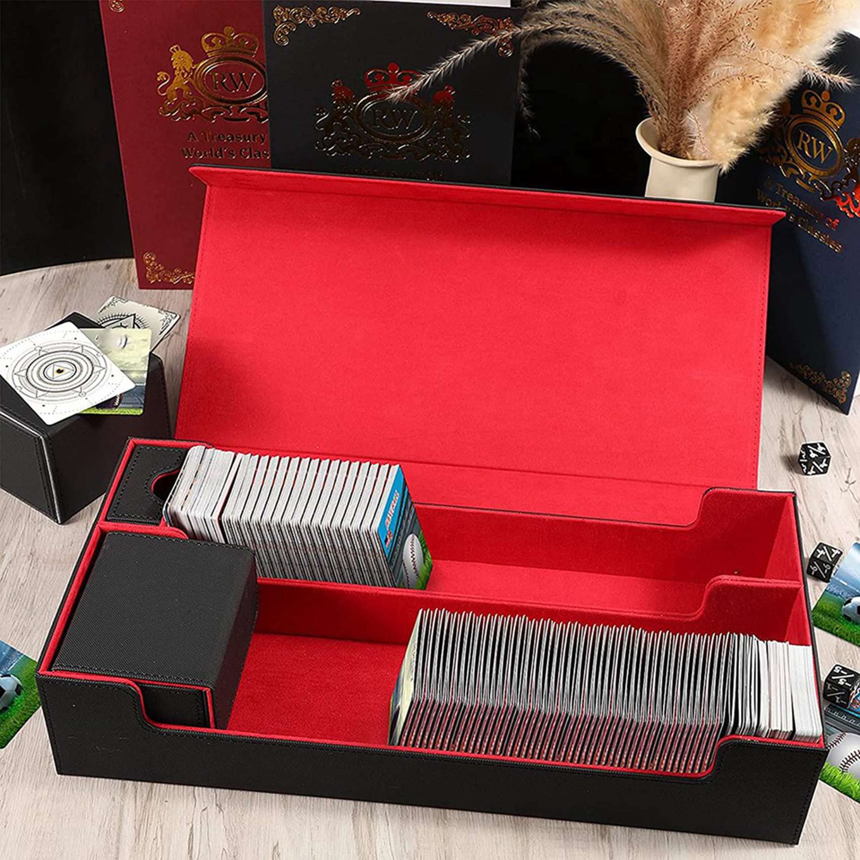 2 cajas de cartas con capacidad para más de 550 mazos, caja de almacenamiento de cartas Yugioh, caja magnética de guardia de tarjetas coleccionables
