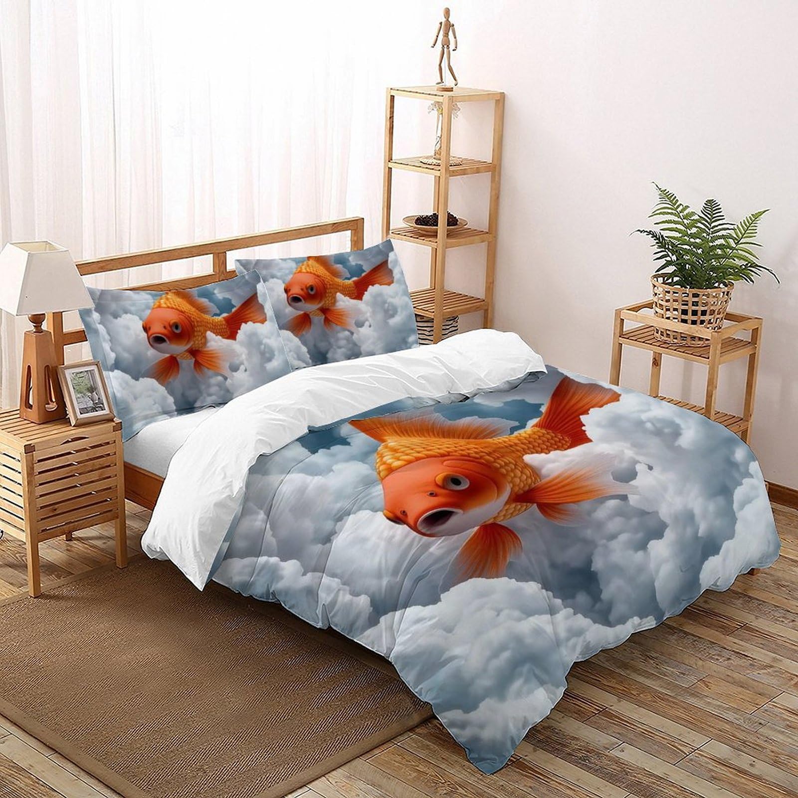 Housse de couette double fermeture éclair animaux microfibre