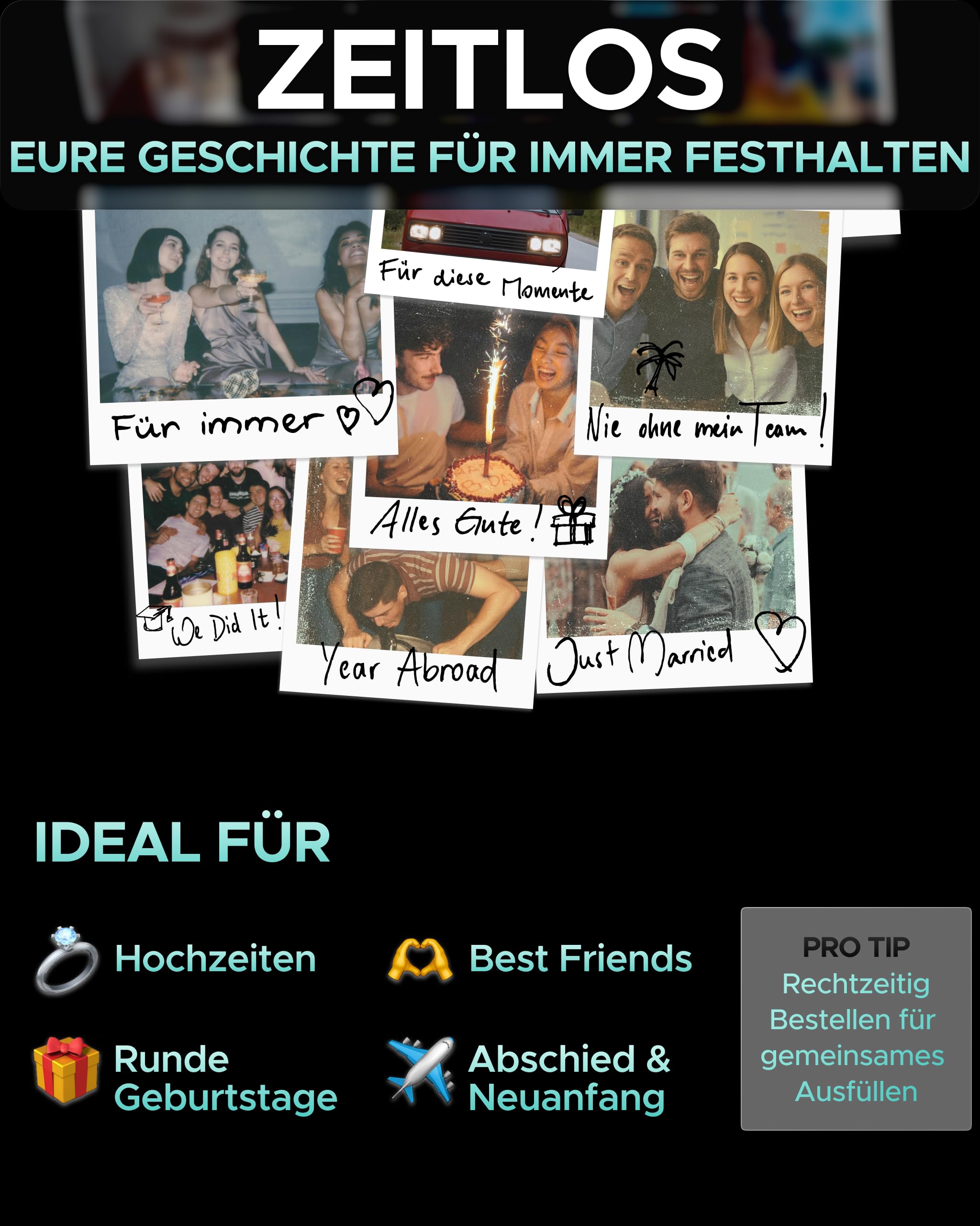 Freundebuch für Erwachsene (Deluxe) Poesiealbum der Freundschaft · A4, Deutsch & Englisch, 35 Freunde · Abschiedsbuch Kollegen · Gästebuch Geburtstag · Geschenk zur Hochzeit · DAS IST Verlag