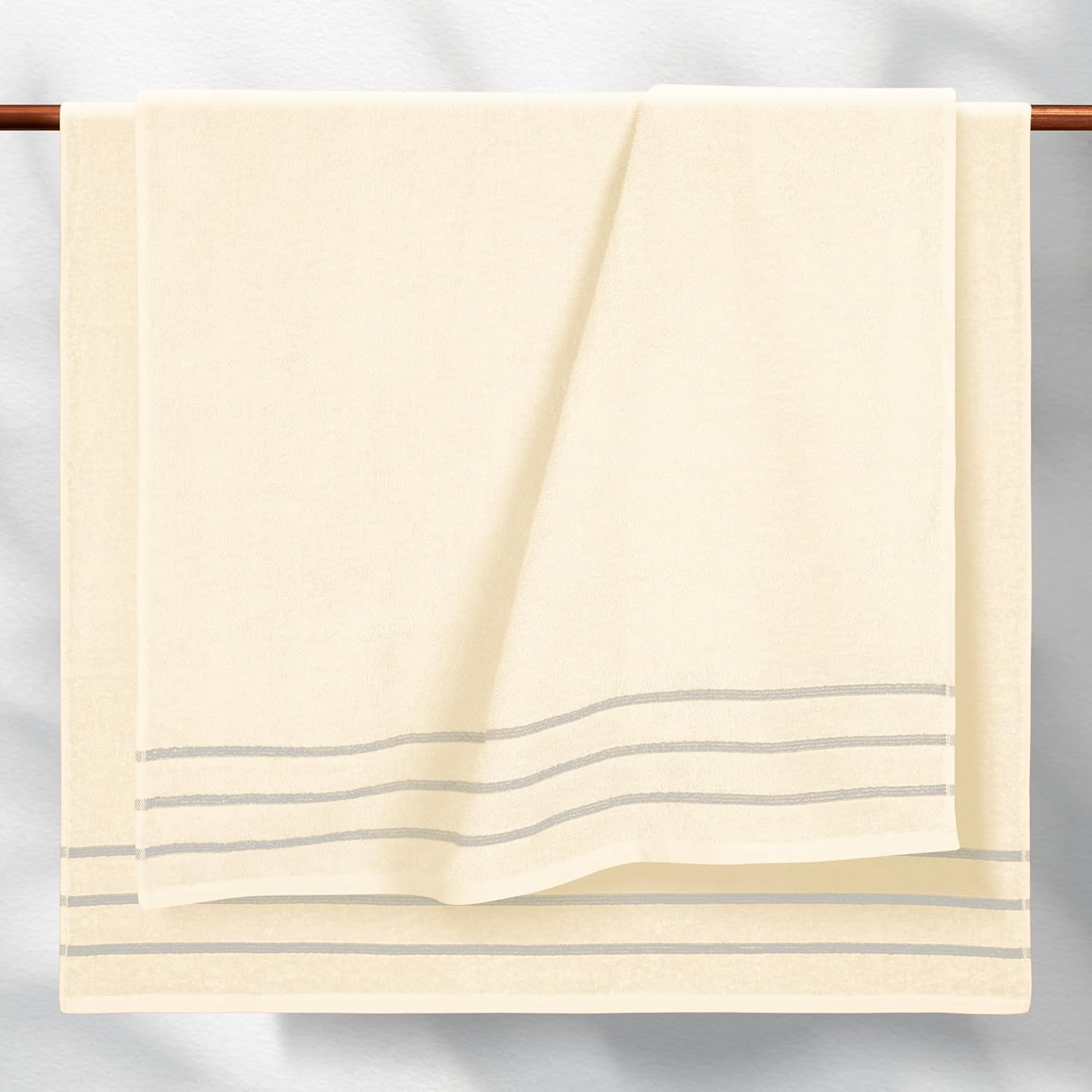MyOwn Ultra Soft 4 Pack Oversized Bath Towel Set 27x54 inches, 100% Cotton Bath Towels, Highly Absorbant Compact Quickdry & Lightweight Towel, Ideal for Gym Travel Camp Pool - Ivory