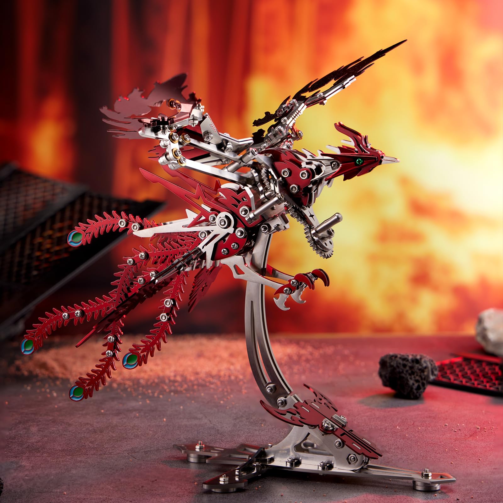 3D Puzzle Mechanischer Phönix Knobelspiele für Erwachsene Metallpuzzle Punk Puzzle 358 Teile Modellbau Modellbausatz Erwachsene Basteln (Gold)