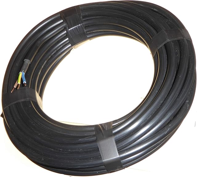 10 Metres 1.5mm 3 Core CYKY-J Cable 450/750V Black Tough Heavy Duty - Ideal Outdoor Garden Electrical Sockets Switches - Solid Core - Same as Hi-Tuff