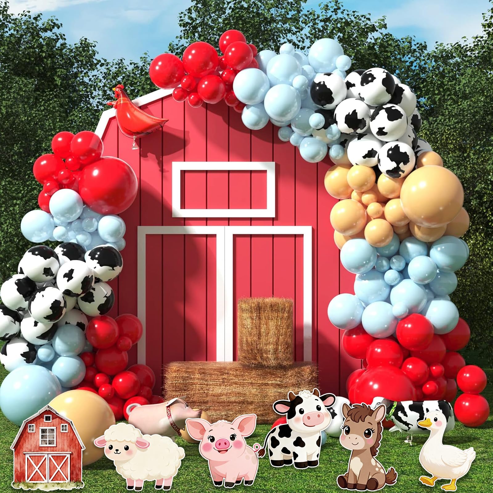 Lot de 6 Silhouettes d'animaux de la Ferme en Papier, Grand Format, avec Support, pour Photos. Décorations pour Anniversaire, Baby Shower ou fête sur Le thème de la Ferme