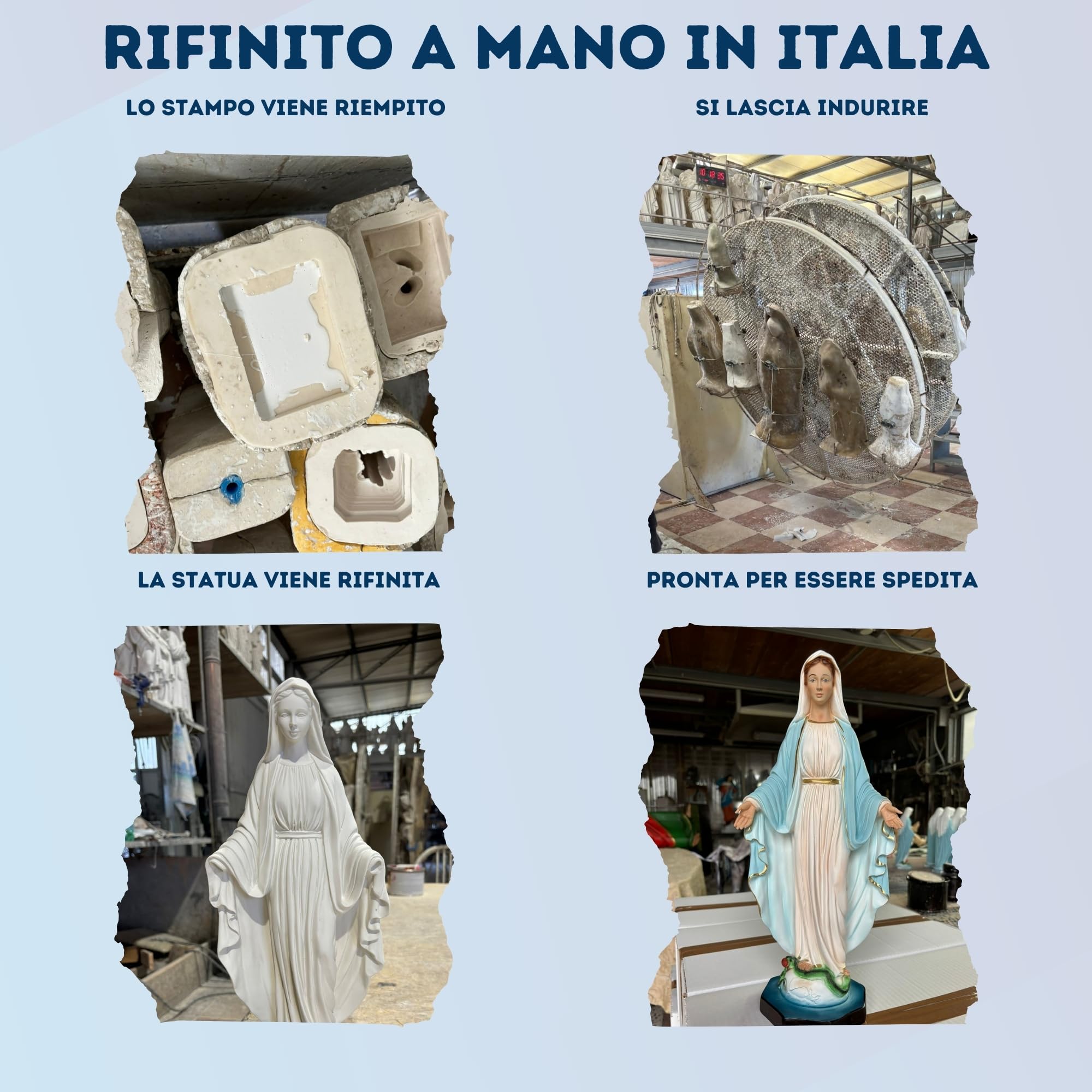 OVUNQUE PROTEGGIMI Statua Madonna Miracolosa o Immacolata 30 cm in Resina, per Interni ed Esterni, Statuetta della Madonnina Realizzata e Dipinta in Italia