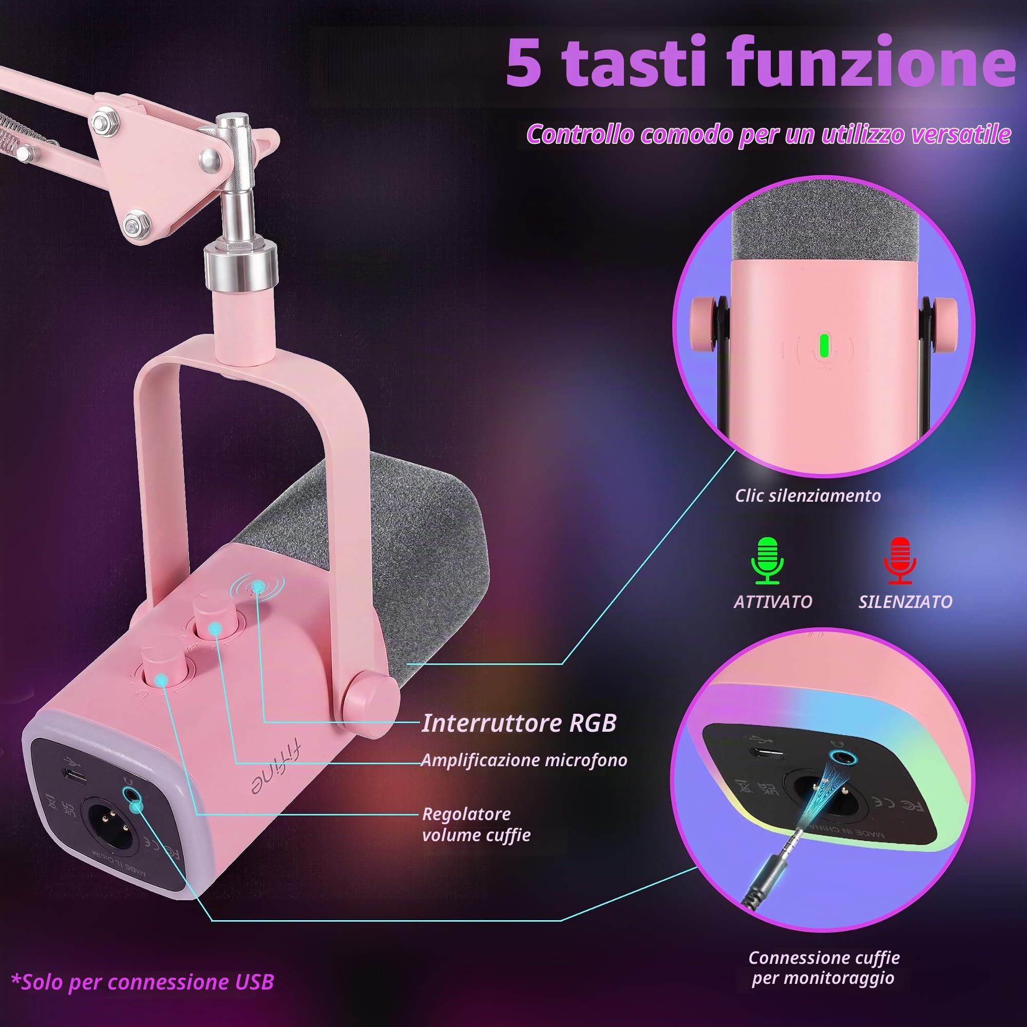 FIFINE XLR Streaming Microfono Kit Dinamico per Podcasting, Gaming Micrófono USB per PC Mac PS4 PS5, Cardioide Microphone per Registrazione Vocale