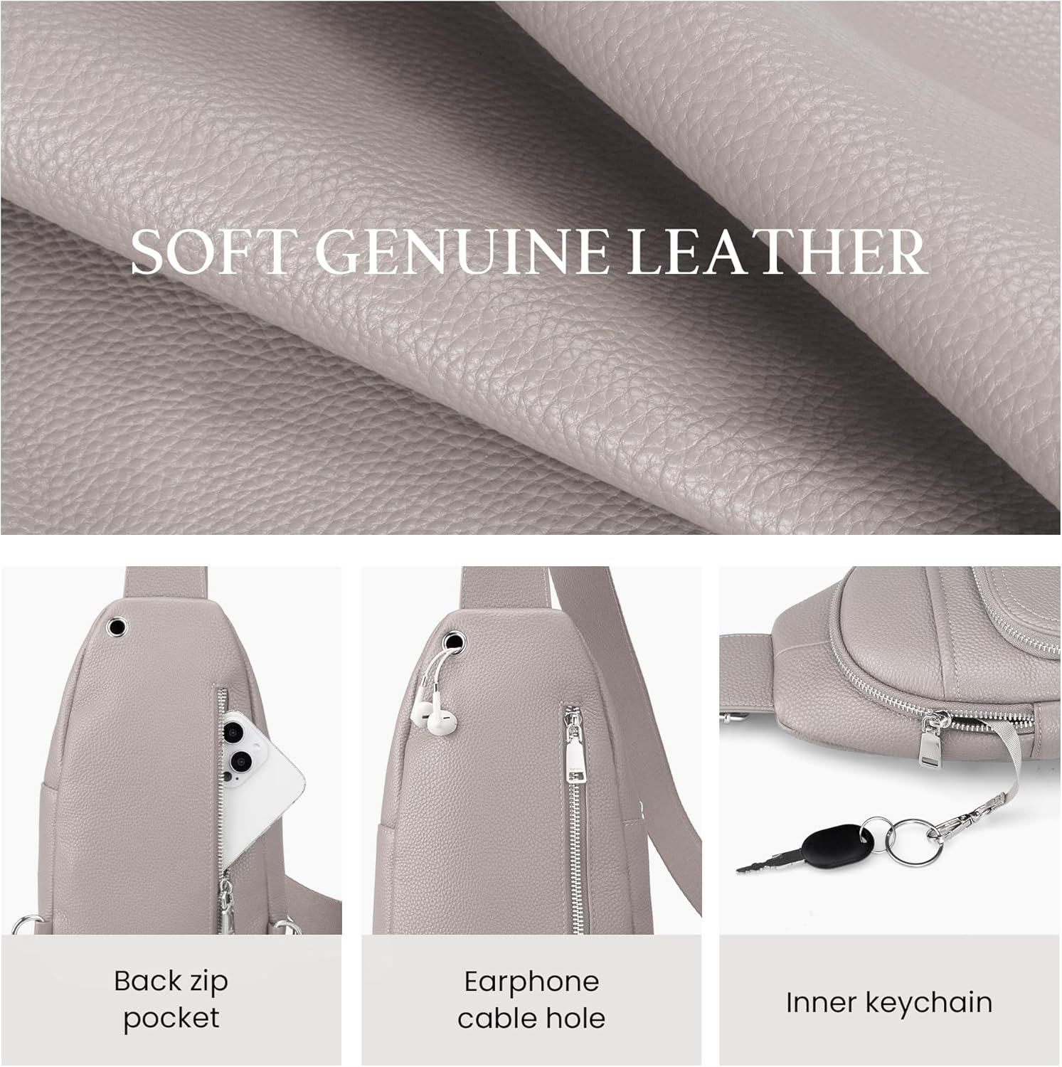 befen Genuine Leather Small Crossbody Sling Bags for Women Anti-Theft Fanny Packs Chest Bags Purse with Built in RFID Wallet - Image 6