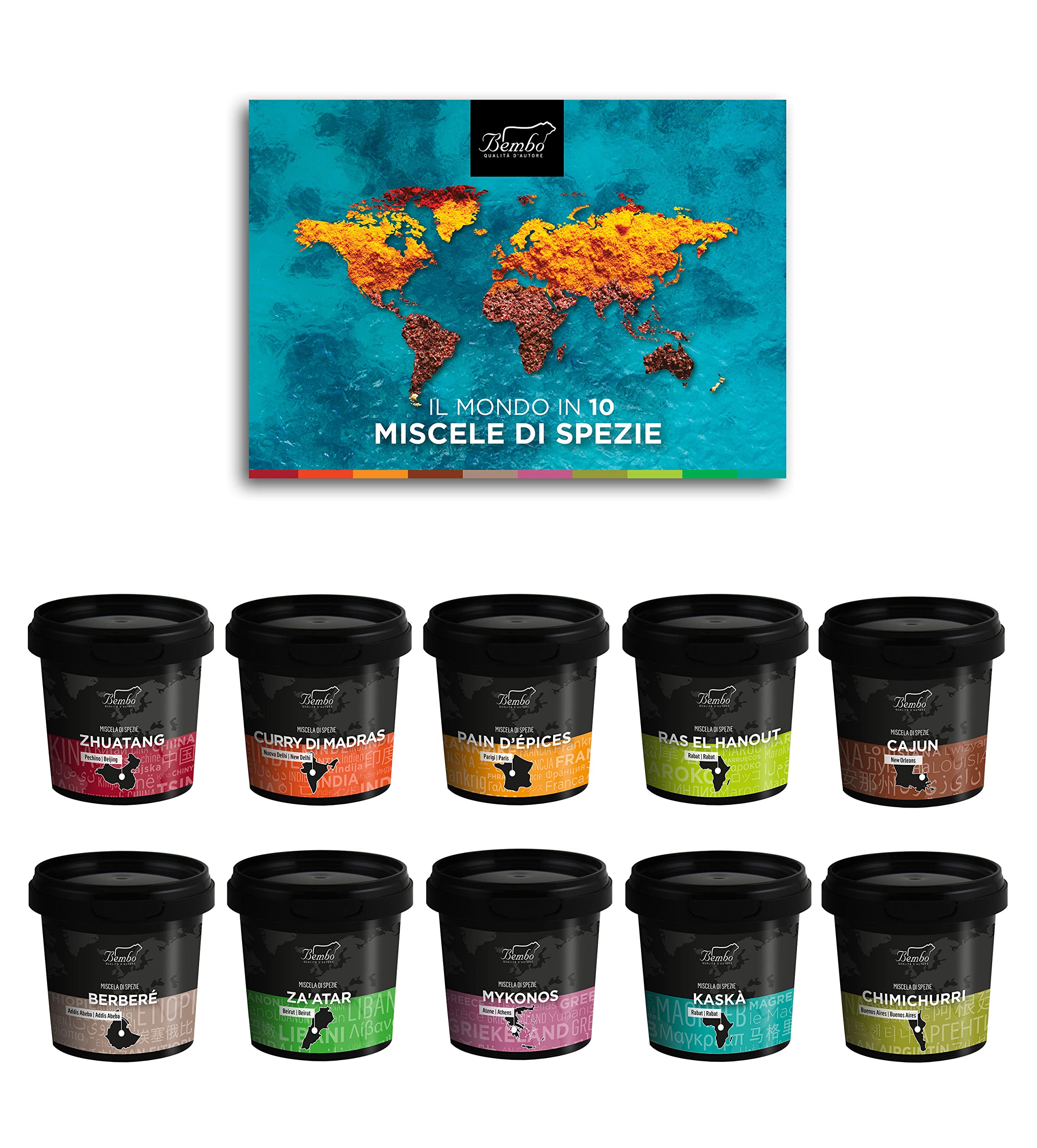 Bembo - Miscele di Spezie - Gran Degustazione - Spezie Gourmet - Le Miscele più Famose del Mondo - Idea Regalo Donna, Compleanno - Aromi e Spezie - Made in Italy