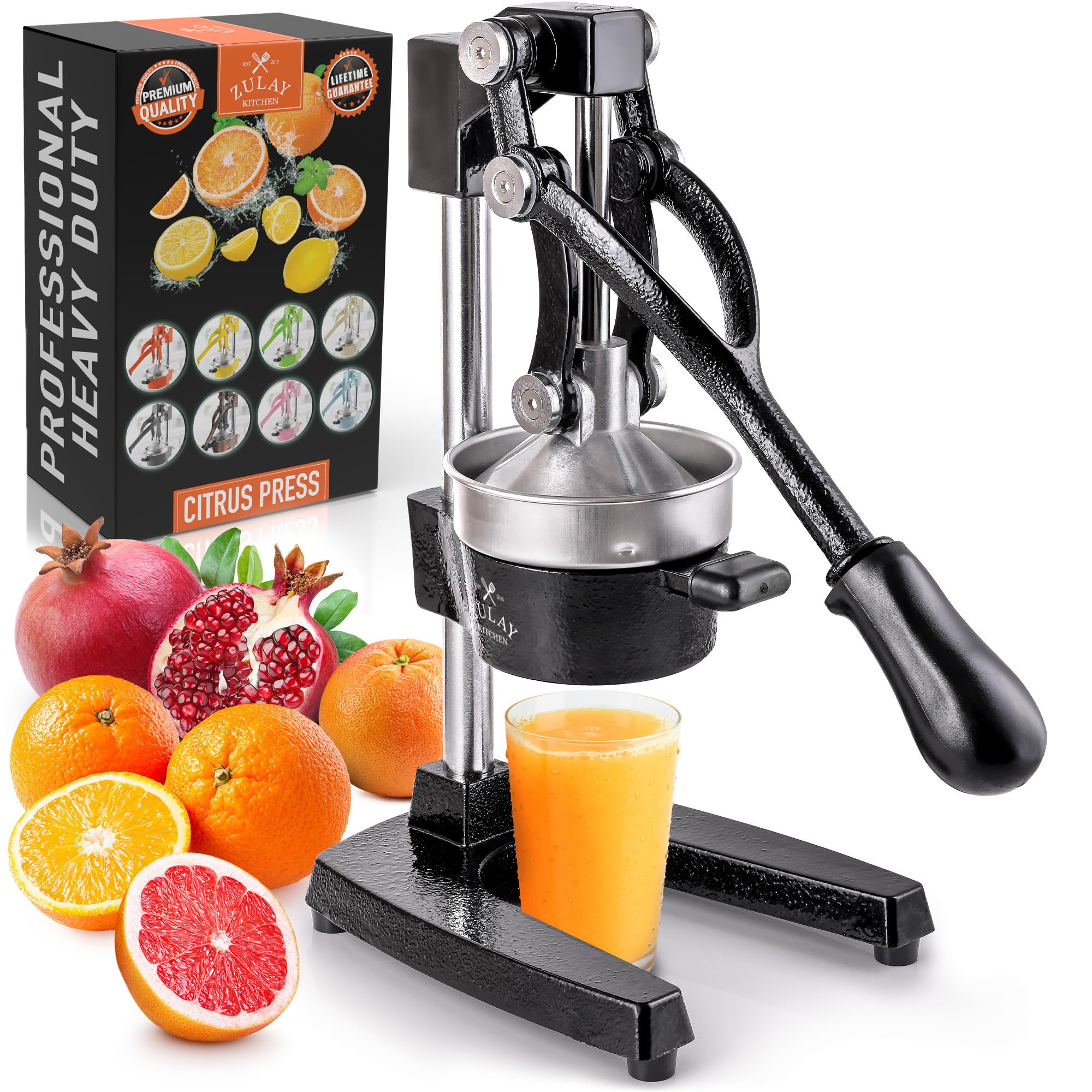Zulay Kitchen Cast Iron Juicer, Orange Manual Juicer, Citrus...