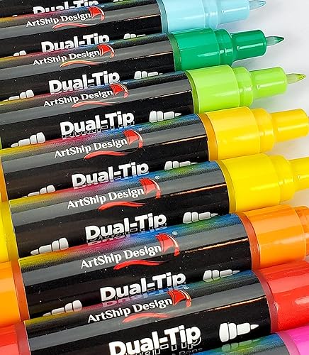 Miniatura 6 de 16 rotuladores de pintura acrílica de doble punta, tanto extrafina como media para pintura de rocas, tazas, cerámica, copas de vino, madera, vidrio,