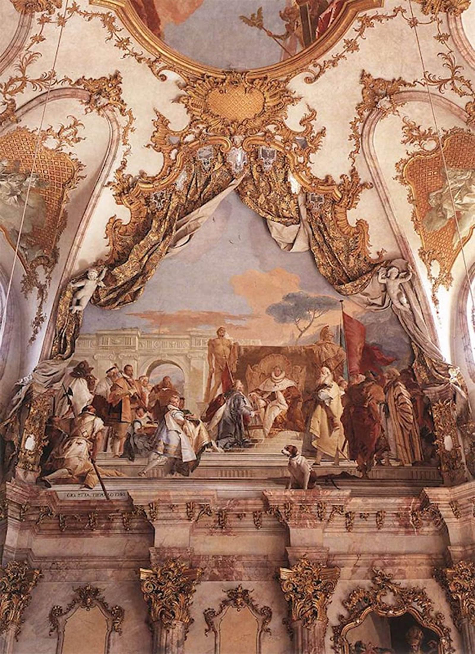 ARTXLXXBN Famous Painting Canvas Artwork Graffiti Print the Investiture of Herold As Duke of Franconia by Battista Tiepolo Portrait Canvas Image for Home Decor 60x90cm