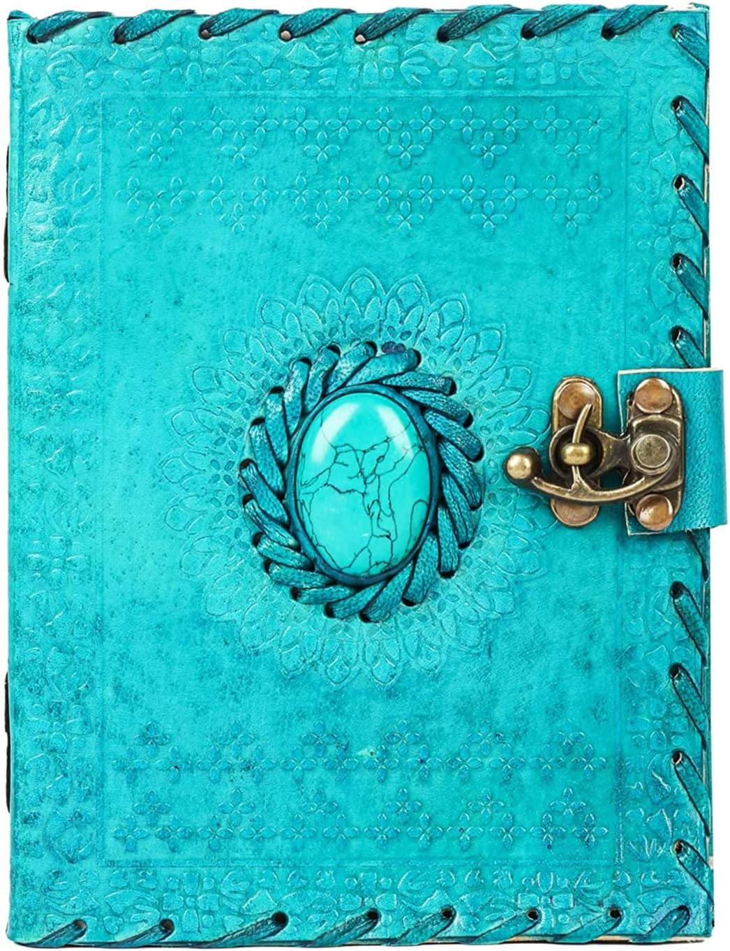 Leather Book of Shadows Genuine Leather Bound Journal for Women & men, book of spells journal Notebook for Traveling Sketchbook ocean blue Best gift for christmas (OCEAN BLUE)