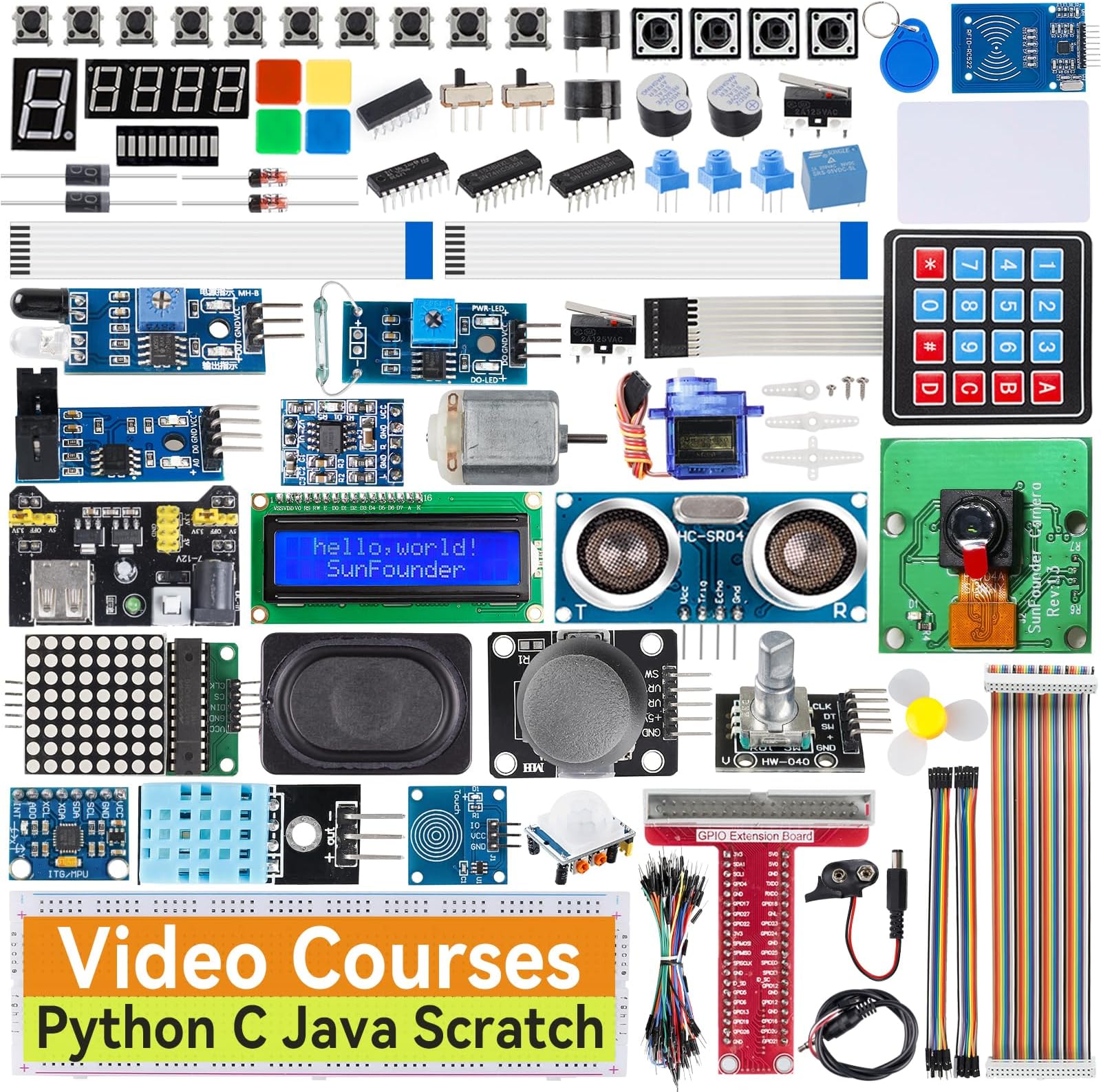 Raspberry Pi Ultimate Starter Kit for Raspberry Pi 4B 3B+ 400, Java Python C Scratch Node.js, Detailed Online Tutorials, 161 Projects, 337 Items (Camera Module, Speaker)