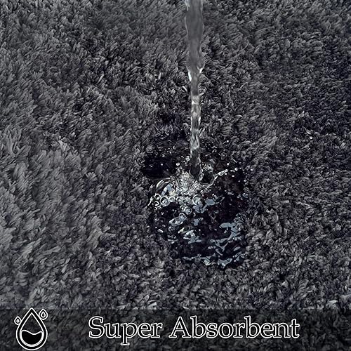 Miniatura 5 de Alfombras de baño de 3 piezas, alfombras de baño de microfibra extrasuaves y absorbentes, tapete de lujo antideslizante con respaldo de goma,