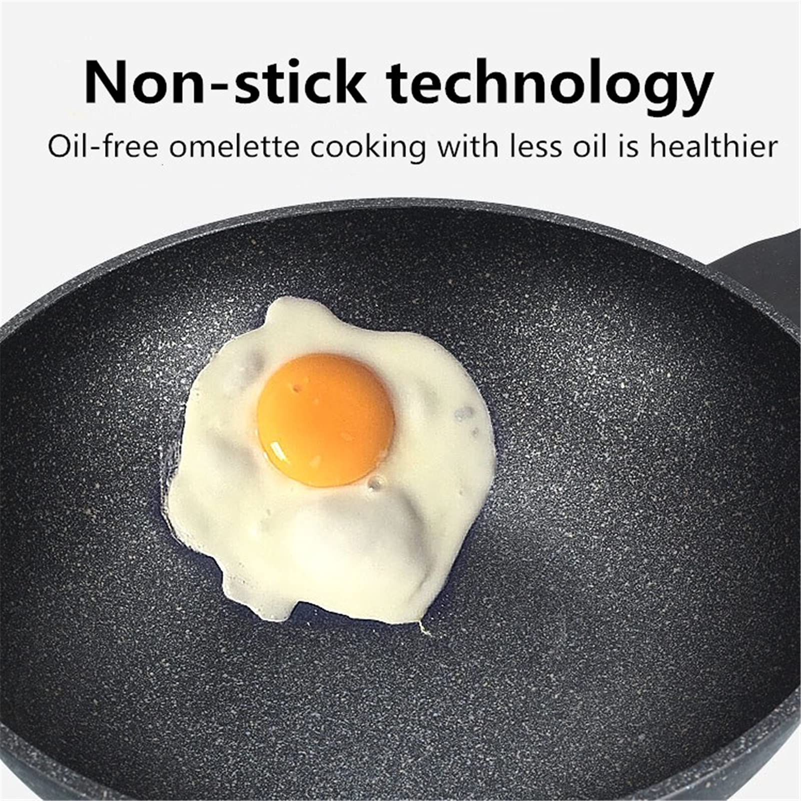 Patelnia woka, nieprzywierająca patelnia indukcyjna z pokrywką, patelnia do mieszania z kutego odlewu aluminiowego, 3-warstwowa powłoka zapobiegająca przywieraniu bez PFOA, granit (czarny 30 cm)