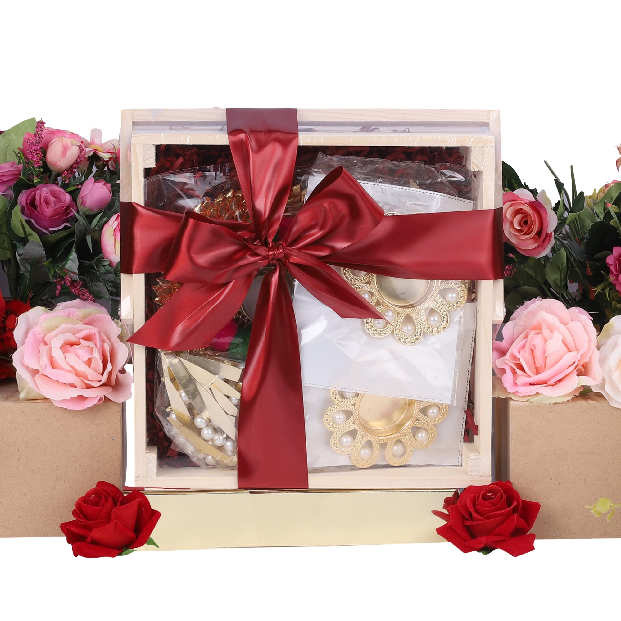 The Gift Tree Festive Treat Wooden Basket Diwali Gift Hamper | Herbal Tea, Travel Mug, Wafers, Candle, Chocolates & Door Hanging | Gift For Festival Celebration, Family, Clients, Friends, Events 1