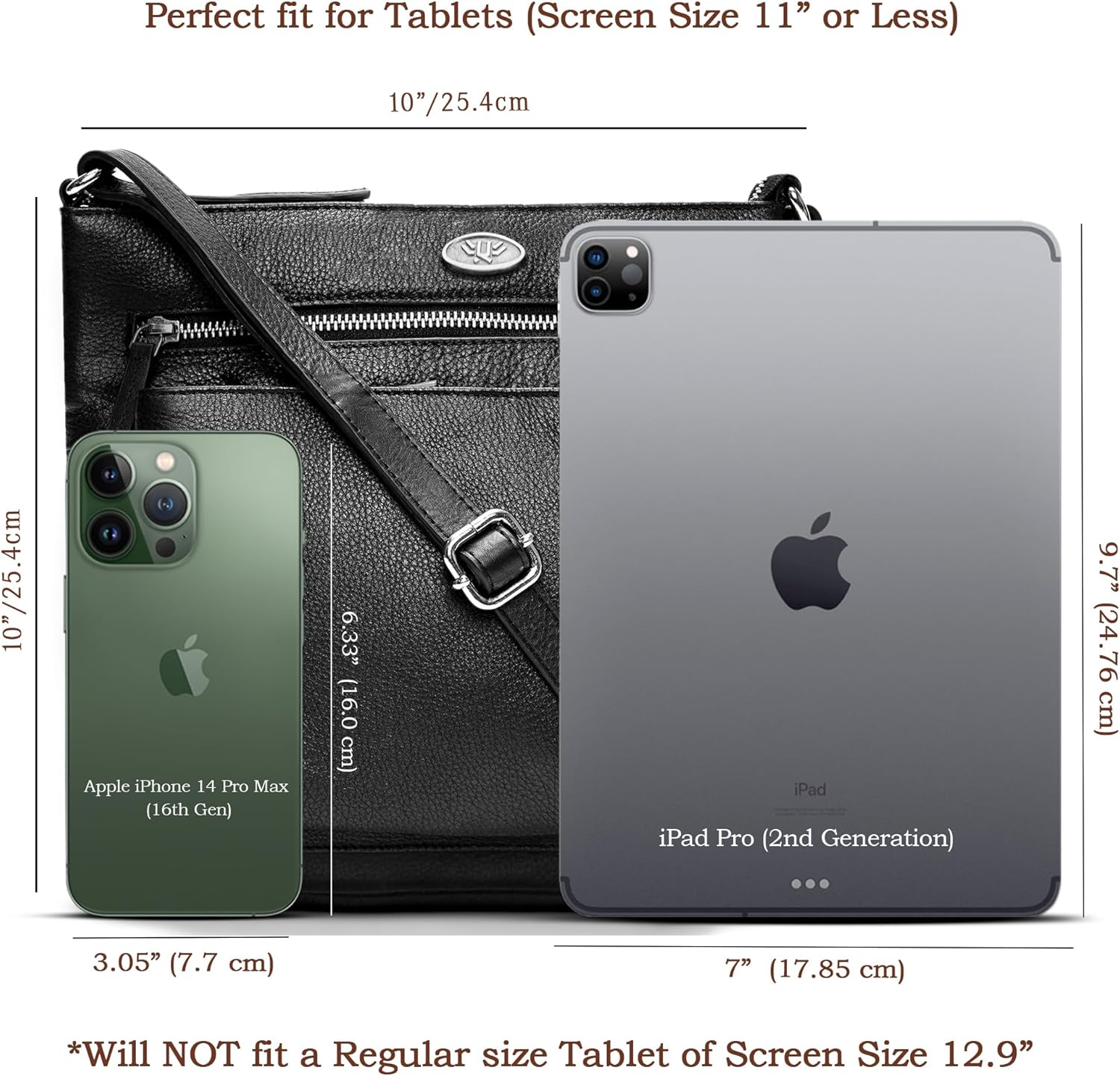 Genuine Leather Crossbody Bags for Women, Premium Handmade Leather Purses - Shoulder Handbags, Adjustable Strap - Image 3