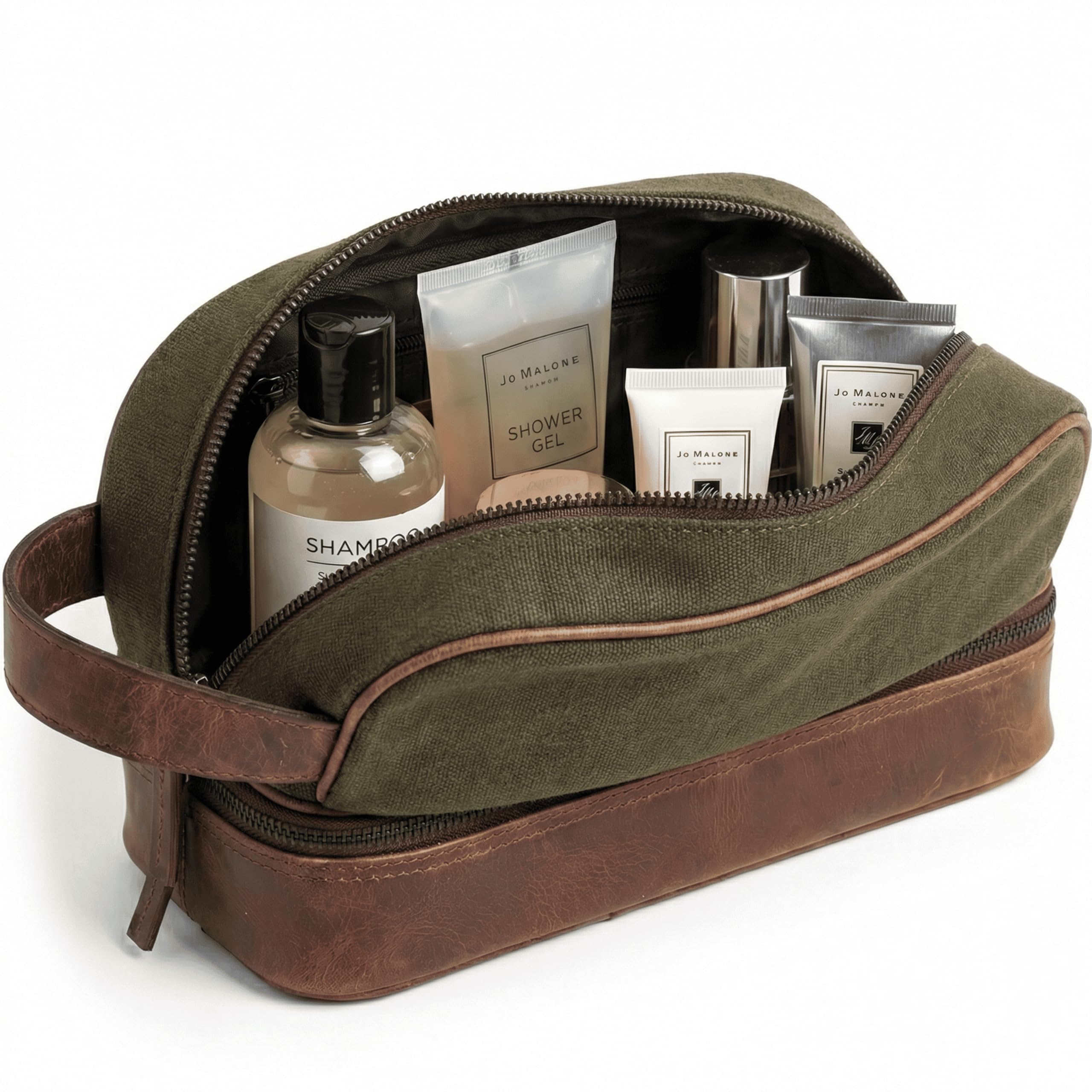 SID & VAIN® borsa toiletry vera pelle CARTER borsetta necessaire Toilette pochette beauty case da Viaggio uomo donna verde prodotto artigianale