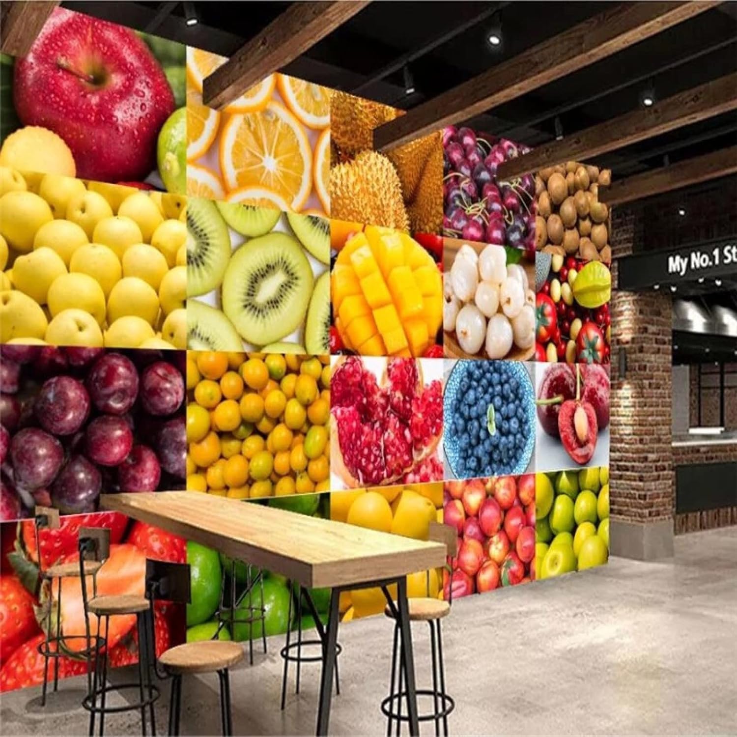Papier peint fruit 3D amovible grand format autocollant mural décoratif