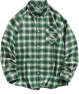 [Yammkia] シャツ メンズ 長袖 トップス ノンアイロン チェックシャツ 大きいサイズ しゃつ 洗い加工 綿 ブラウス 格子 ゆったり 洗い加工 快適 柔らかい 襟付き ロングスリーブ ポケット付き カジュアル おしゃれ 春秋冬