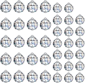 MerryNine Clear Crystal Ball Prism Sunshine Catcher Rainbow Pendants Maker, Hanging Crystals Prisms for Windows, for Feng Shui, for Gift 0.8"/20mm-1.18"/30mm 40Pack
