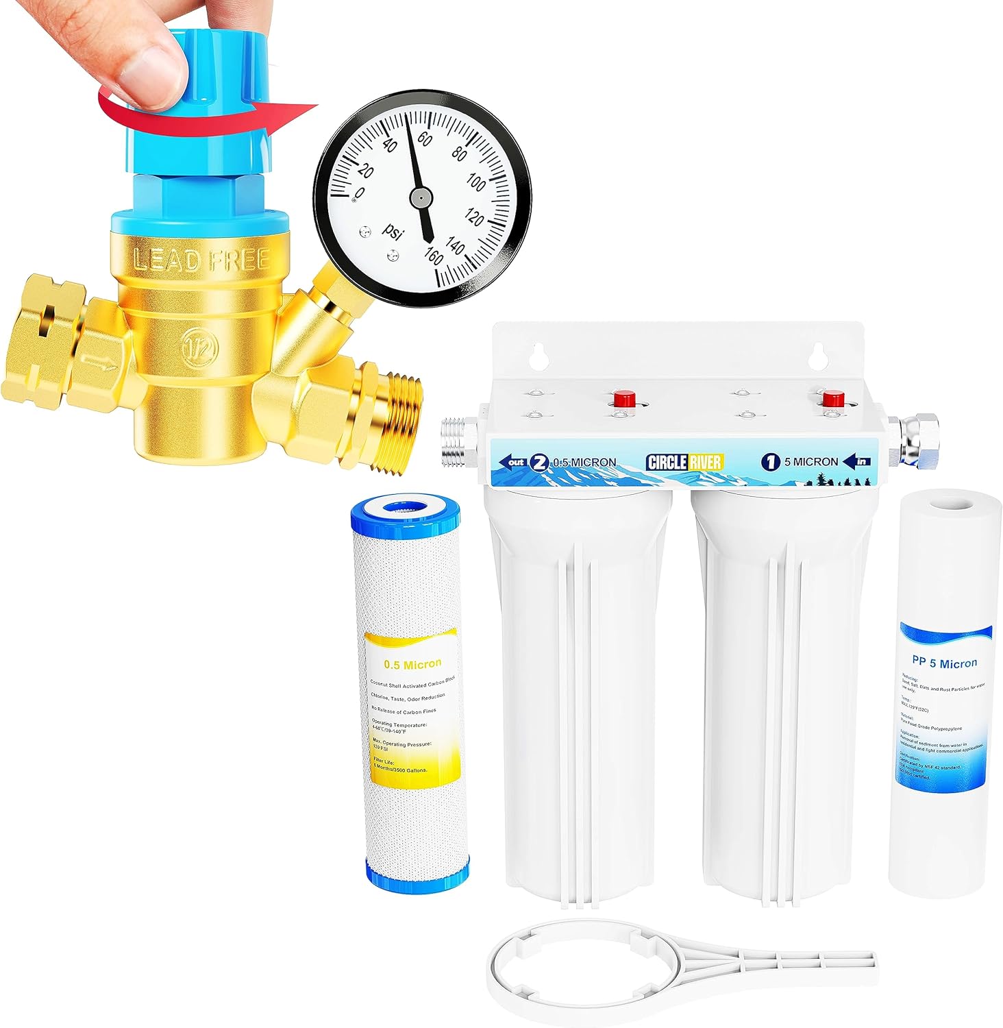 CircleRiver External RV Dual Water Filter System & Handle