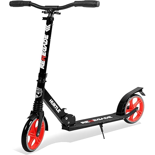 Hurtle Scooter – Scooter for Teenager – Kick Scooter – 2 Wheel Scooter with Adjustable T-Bar Handlebar – Folding Adult Kick Scooter with Alloy Anti-Slip Deck