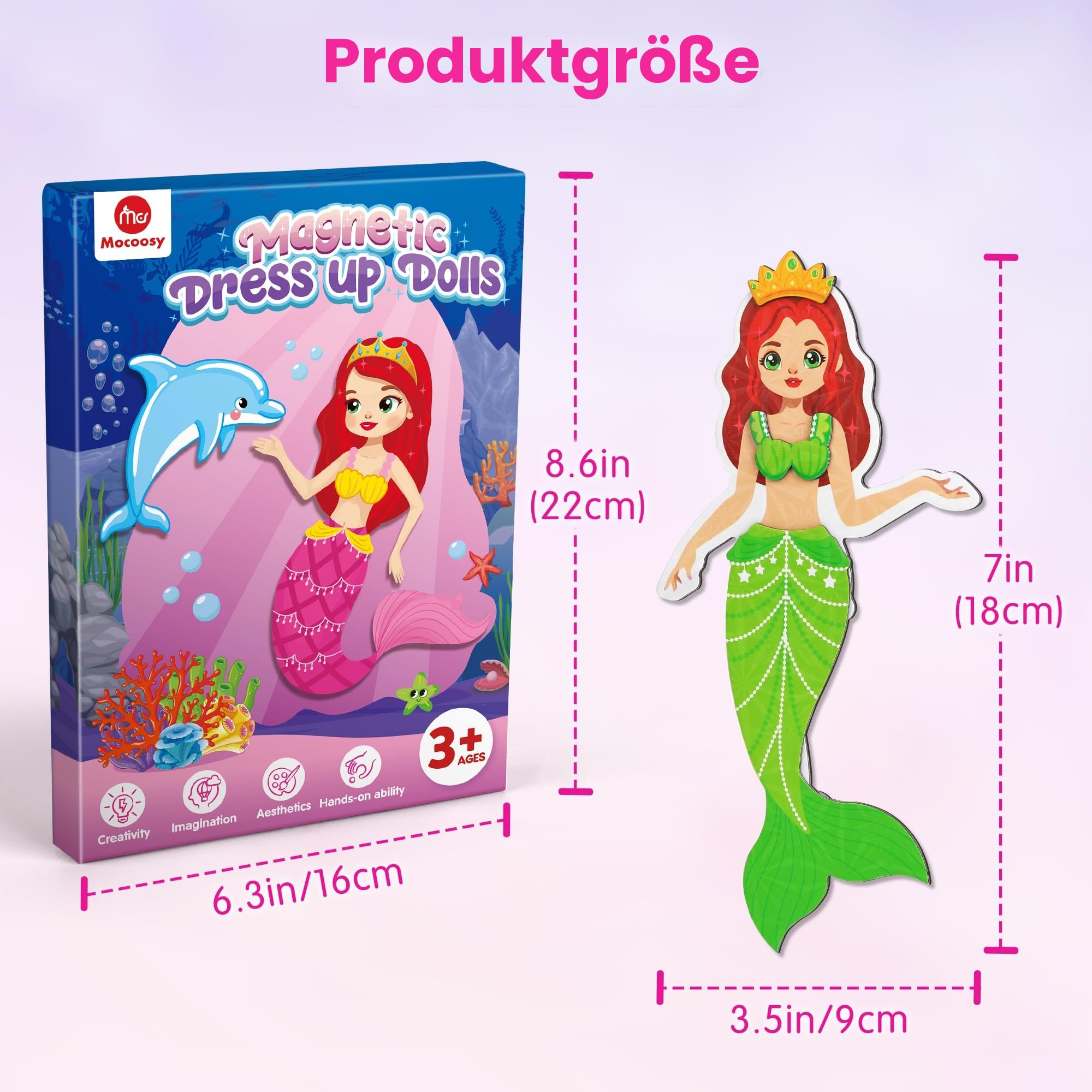 Mocoosy Magnetische Anziehpuppen Basteln Spielzeug für Mädchen 4-8, Prinzessin Fee Meerjungfrau Anziehspielzeug passendes Spiel Reisespielzeug für Kinder Geschenke für Mädchen Alter 3 4 5 6 7 Jahren