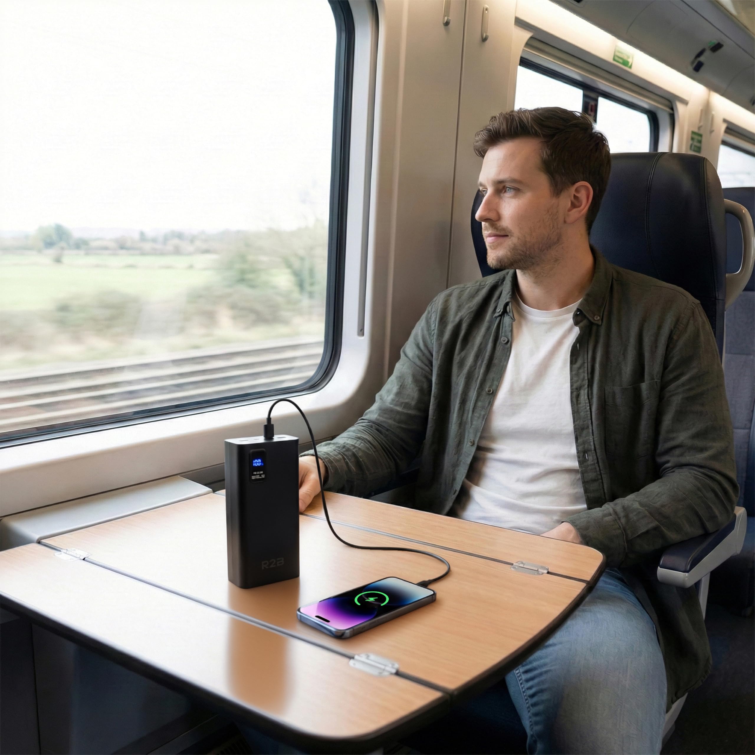 R2B Power Bank 30000mAh – Externe Powerbank mit Schnellladefunktion, USB C PD 20W, LED Anzeige, Tragbarer Handyakku und Ladegerät