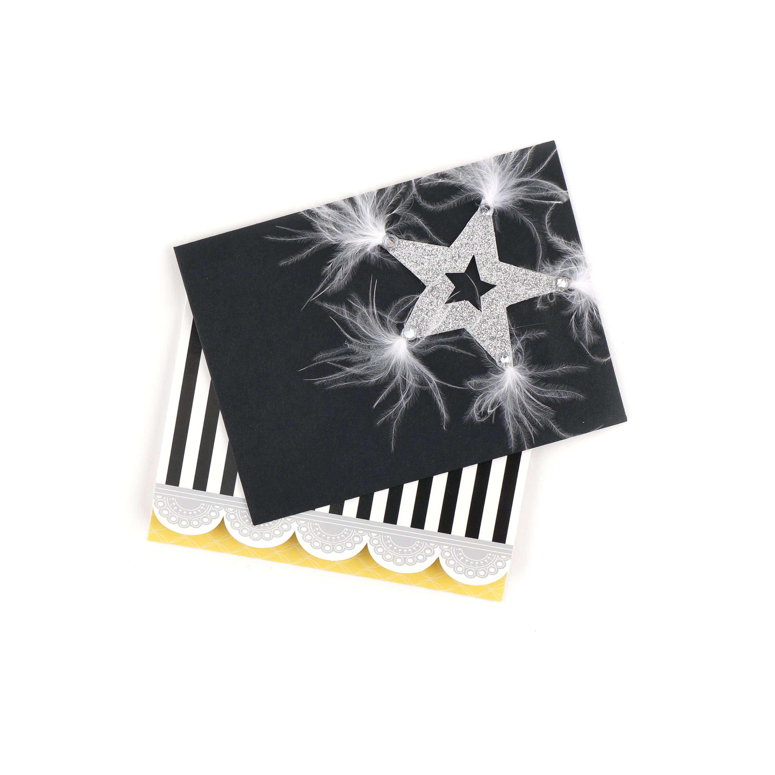 Zucker Plumes Products Feather Stickers, Paillettes étoiles, Or/Argent/Blanc