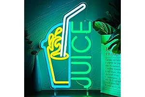 Heliwey Neon Light Signs, Bright Green 'Juice' LED Neon Sign for Wall Decoration