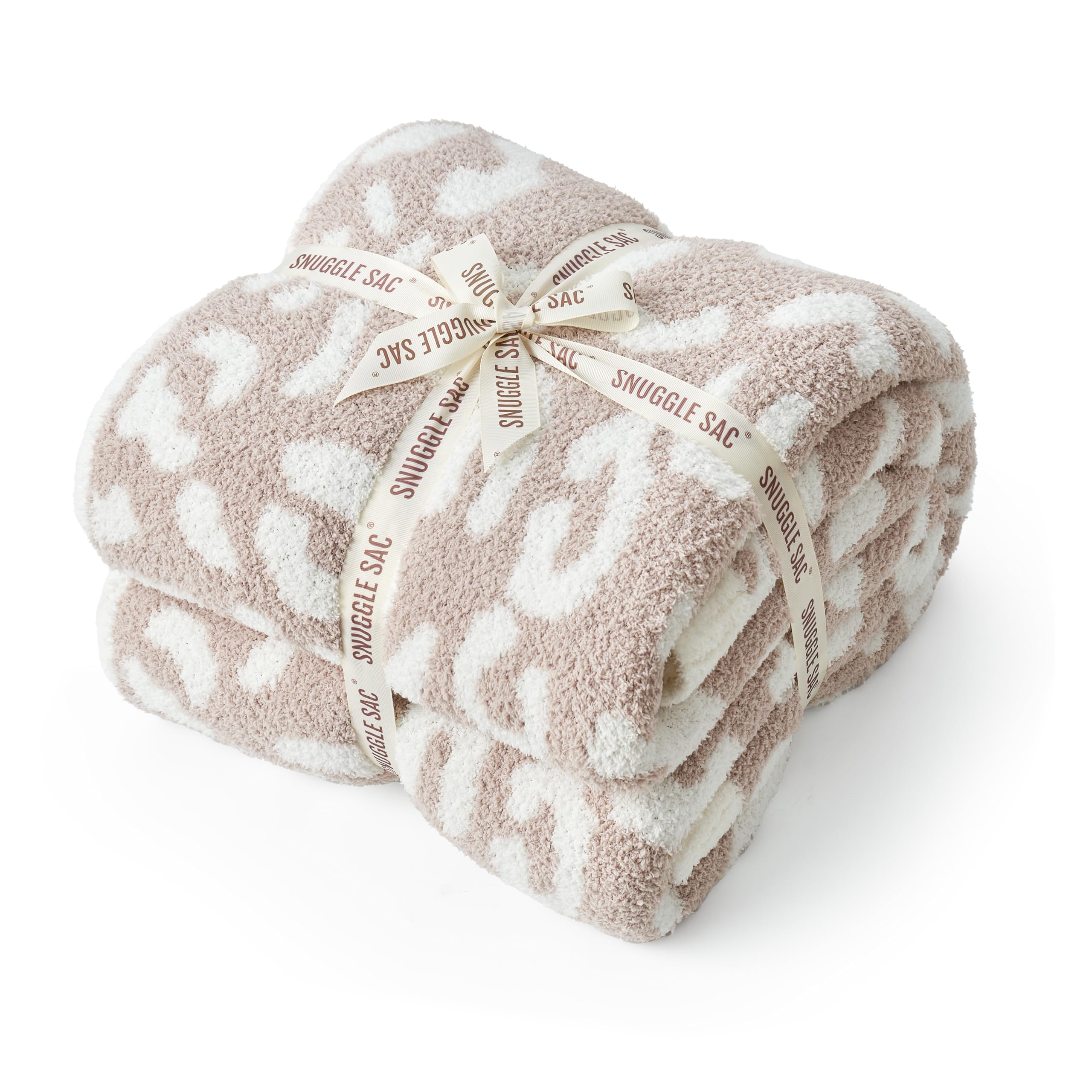 Snuggle Sac Leopard Microfiber Blanket, Queen Size Beige, 90x90 inches, Reversible Cheetah Pattern, Warm, Soft, Cozy
