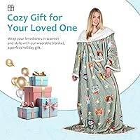 Vista 3 de Catalonia Manta Sherpa Vestible con Estampado de Gatos y Perros con Mangas y Brazos, Cómoda Manta Envolvente de TV con Mangas, Manta Grande