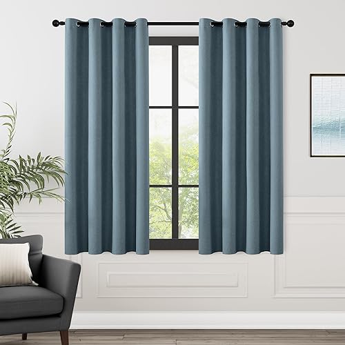 Miniatura 161 de ChrisDowa Cortinas 100% opacas de abedul liso de 96 pulgadas de largo, 2 paneles para dormitorio, sala de estar, oscurecimiento de la habitación de