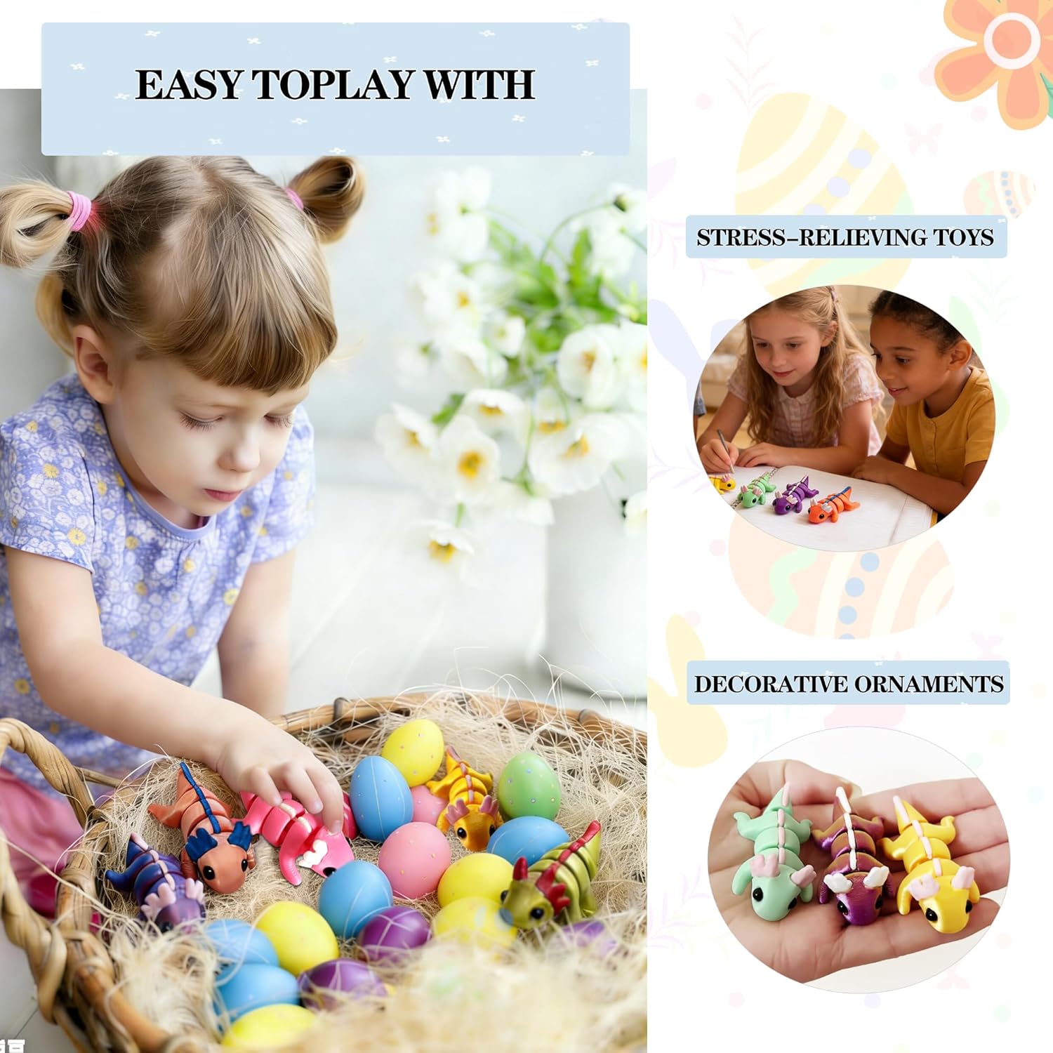 12 Pack Prefilled Easter Eggs Filled with 3D Axolotl Toys - Mini Animals Fidget Figures, Easter Basket Stuffers and Essentials, Easter Gifts for Toddlers, Boys & Girls