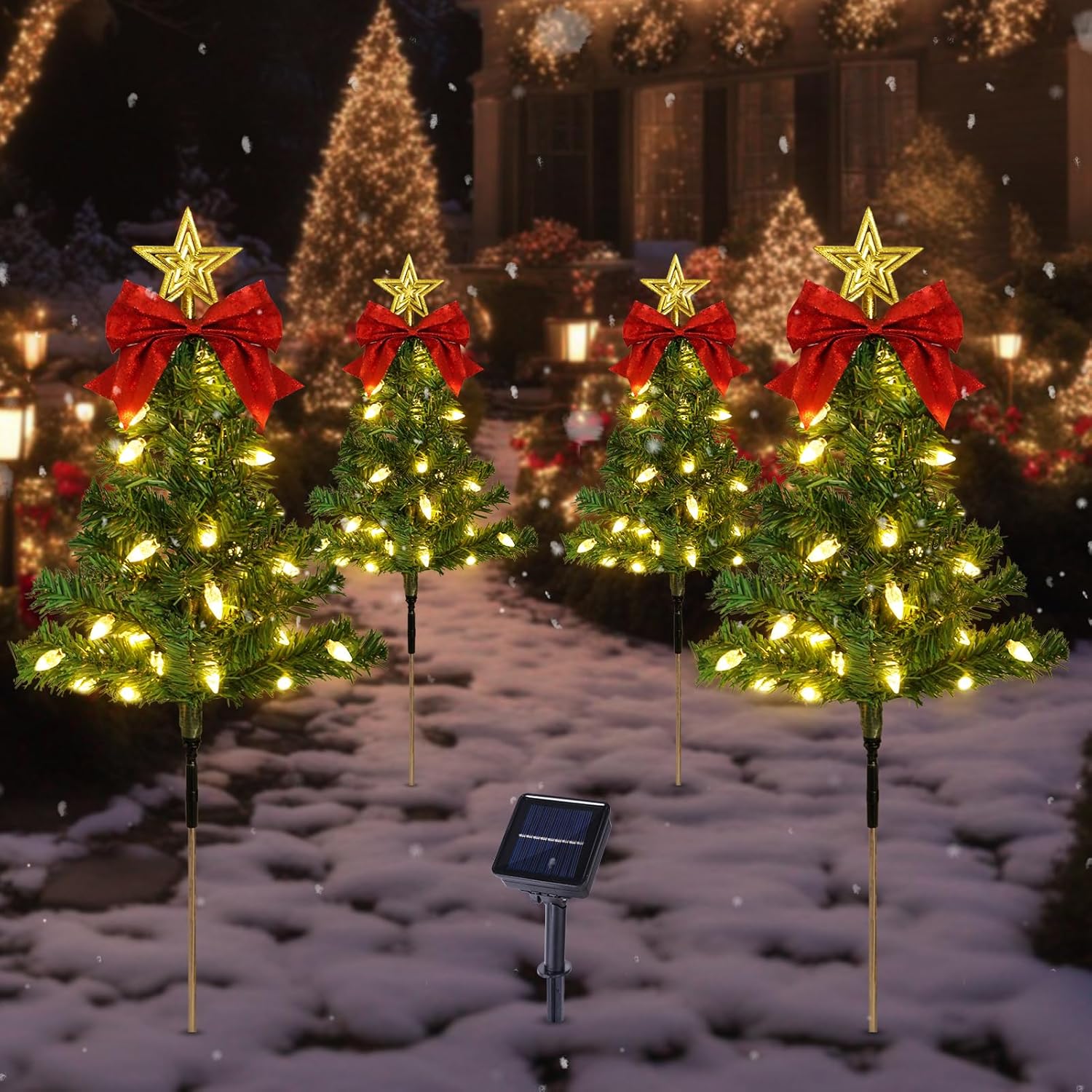 Tngan Christmas Pathway Lights, Solar Christmas Tree Stake Lights, 80 Christmas Pathway Solar Lights