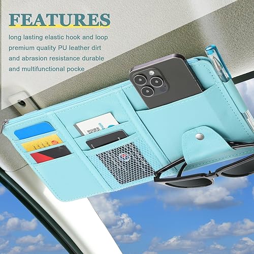 Miniatura 6 de 2 Packs Car Sun Visor Organizer, Sunglasses Holders for Car Sun Visor PU Auto Interior Accessories Storage Travel Document Holder with Multi Pocket
