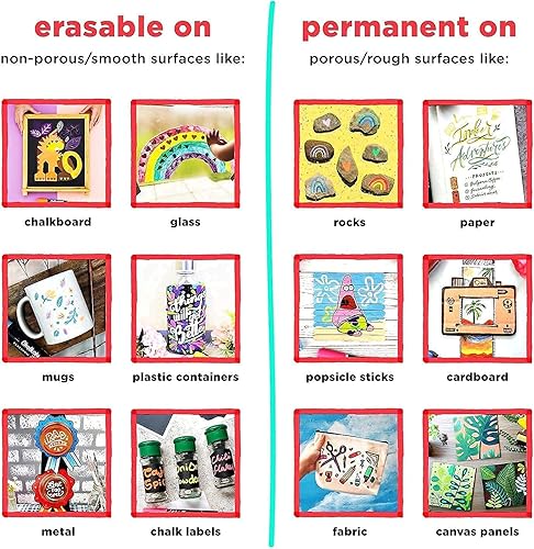 Miniatura 8 de Fun Art - Lote de 5 bolígrafos de tiza de color rojo y 5 colores blancos