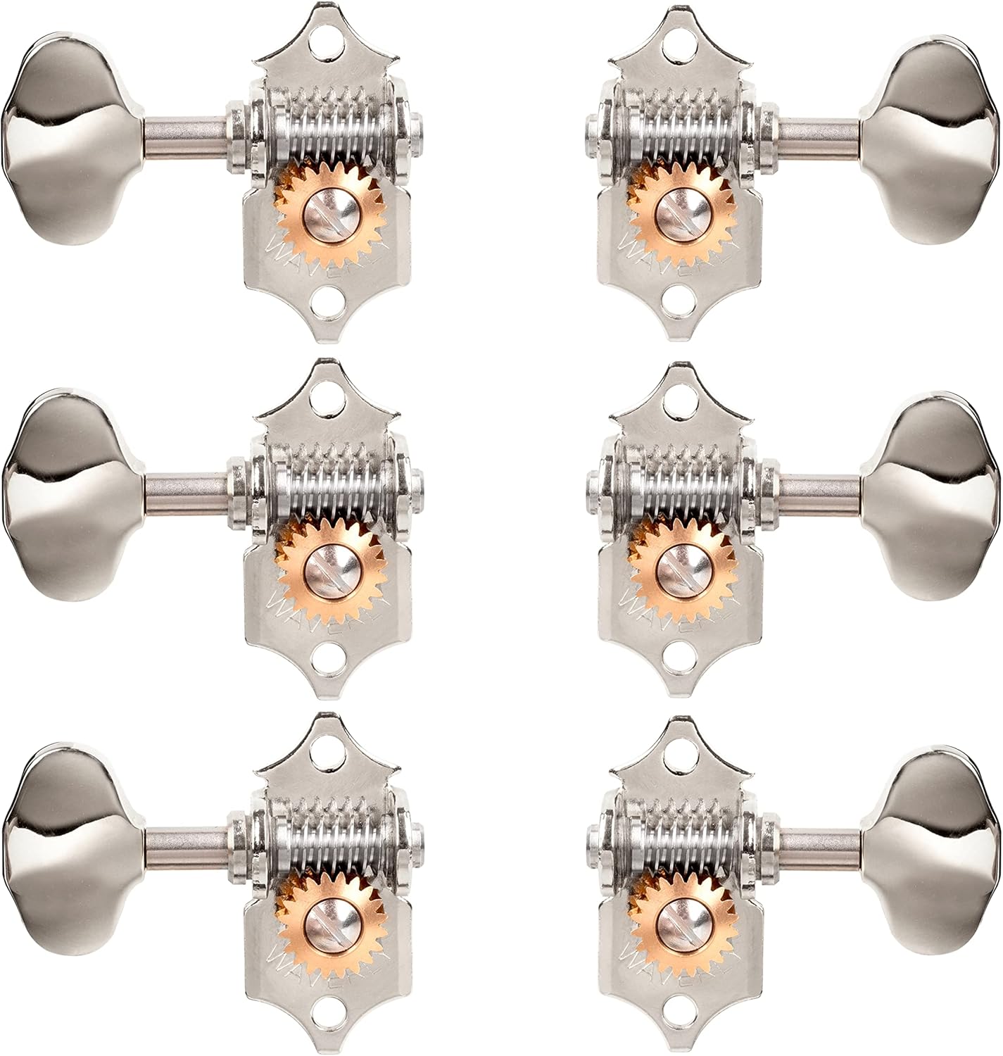 Waverly High Ratio Guitar Tuners with Butterbean Knobs for Solid Pegheads, Nickel, 3L/3R (14060)