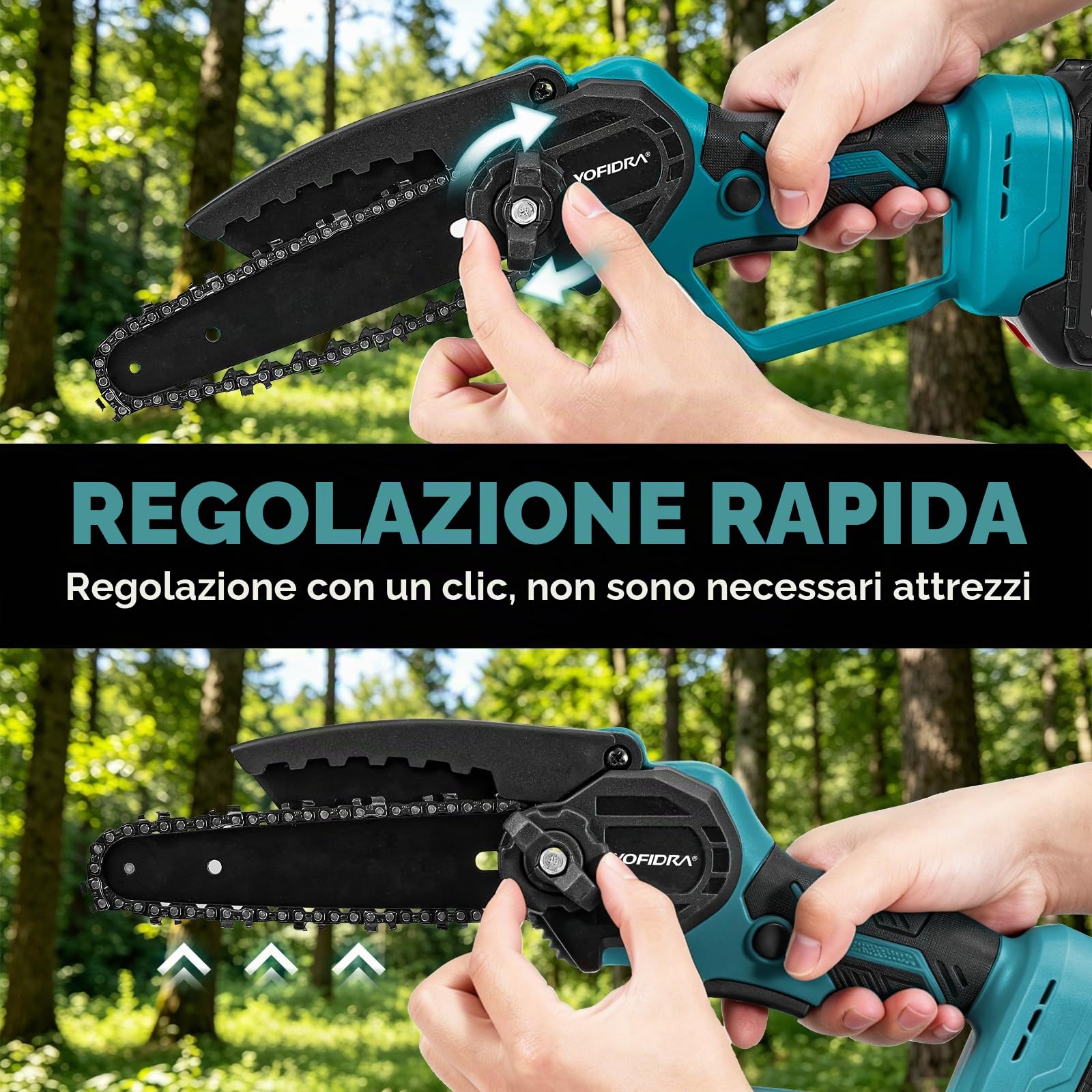 Yofidra 2 in 1 Motosega Elettrica Telescopica - 6 Pollici con 2 Batterie da 3.0Ah, con Asta Estensibile Smontabile fino a 4.6M, Sega a Batteria per Potatura, Tagliare Rami d'Albero