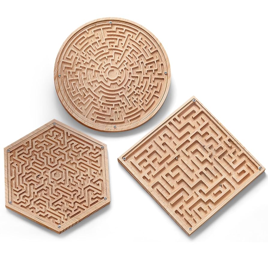 Amazon.co.jp: Silipull 木製迷路ゲーム 3個パック - 円形の